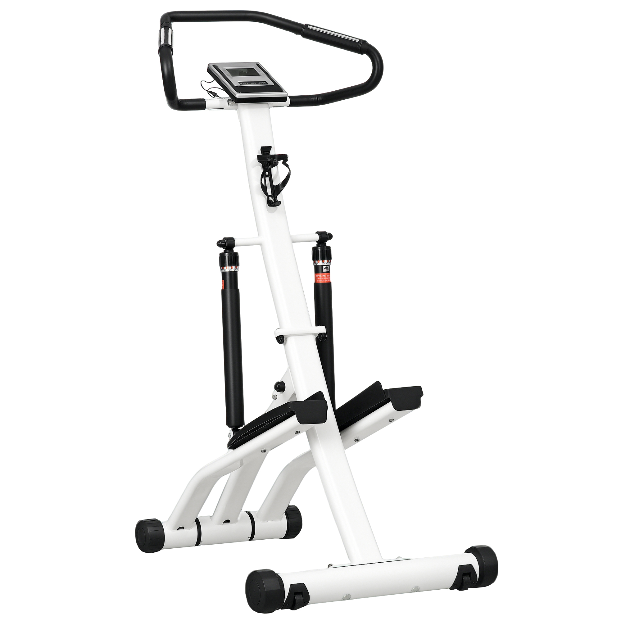 SPORTNOW Stepper mit Handgriff, Fitness Heimtrainer mit LCD-Bildschirm, Heimtrainer mit 12 Widerstandsstufen Schwarz+Silber 80 x 61 x 134 cm Aosom