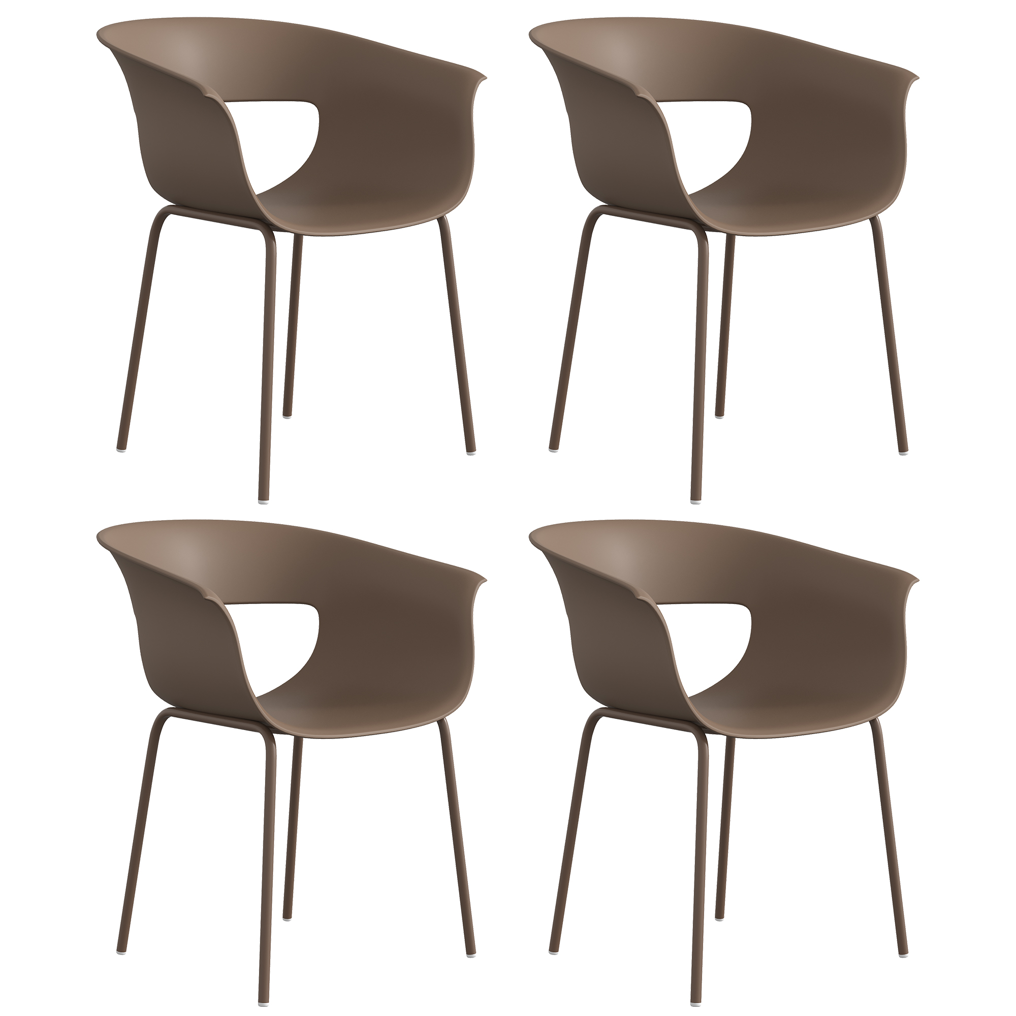 Outsunny Gartenstühle 4er Set ergonomisch Balkonstühle mit Ausschnittdesign Armlehne Wetterfest rostbeständig Outdoor Stühle bis 120 kg Terrassenstühle für Garten Balkon Terrasse Kaffee Aosom