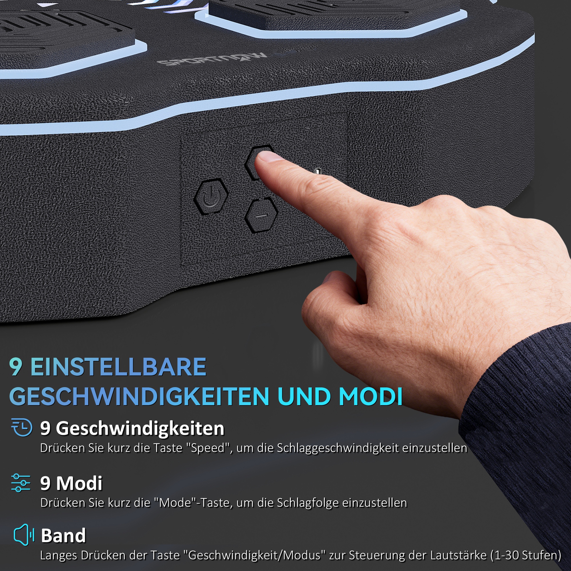 Muusikakassimasin, Bluetooth kõlar, seinale kinnitatav, 9 kiirust ja režiimi, LED-tuled, must