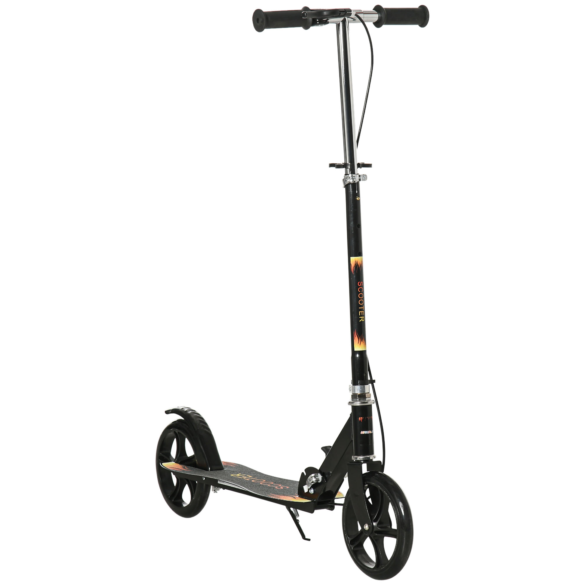 HOMCOM Trotinetă Pliabilă pentru Copii 7-14 Ani, Reglabilă pe 3 Înălțimi, Roți Mari din Plastic și Metal, 86x35x93/98/103 cm, Negru | Aosom Romania