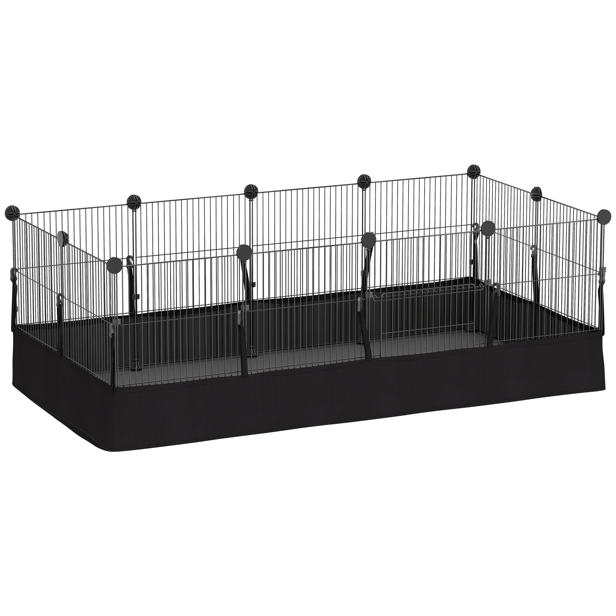 PawHut Enclos pour petits animaux, cage à lapin modulable 12 panneaux avec tapis étanche, en acier, 120 x 60 x 40 cm, noir PawHut Enclos pour petits animaux, cage à lapin modulable 12 panneaux avec tapis étanche, en acier, 120 x 60 x 40 cm, noir