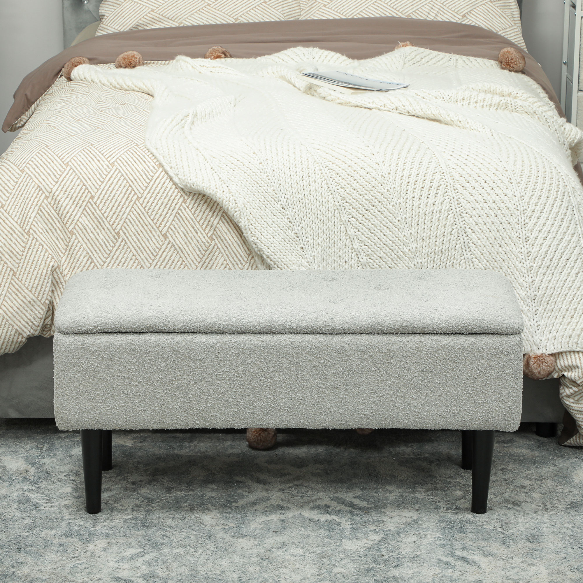Hoiupink, kuni 120 kg, sametine välimus, 95x38x45cm, hall