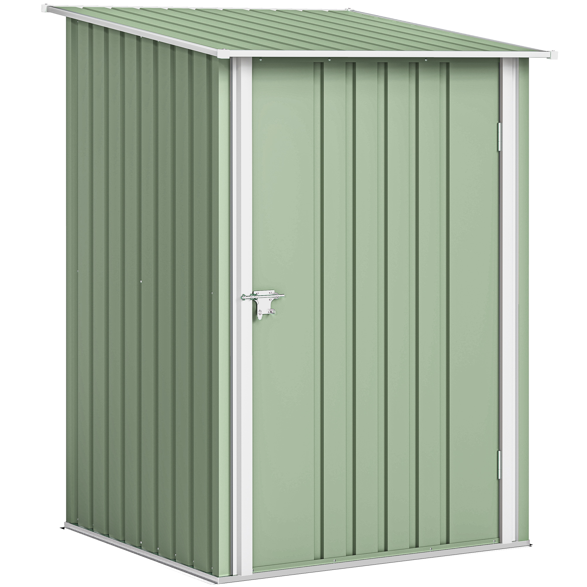 Outsunny Metall Gerätehaus 0,92 m² 100x103x160cm Geräteschuppen mit Pultdach Abschließbarer Tür Gartenhaus Outdoor Garten Schuppen Schrank für Hinterhof Außenbereich Hellgrün Aosom