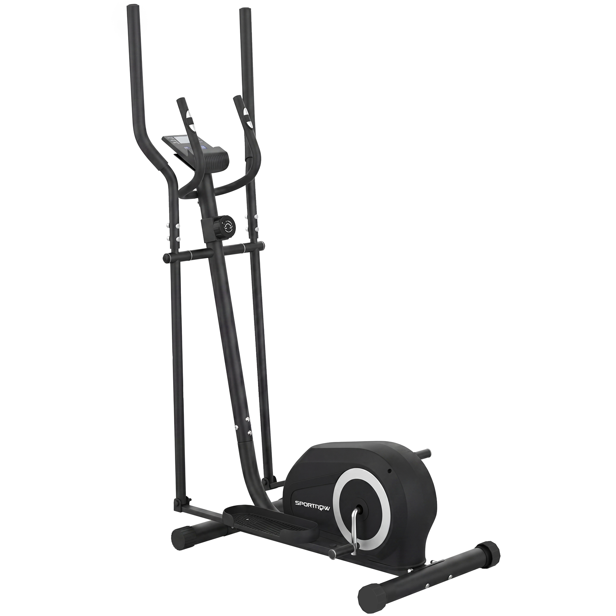 SPORTNOW Crosstrainer für Zuhause Magnetischer Ellipsentrainer mit Bluetooth, App-Kompatibilität 8 Widerstandsstufen Schwungrad LCD-Monitor, Pulssensor, Rollen Heimtrainer belastbar bis 120 kg Aosom