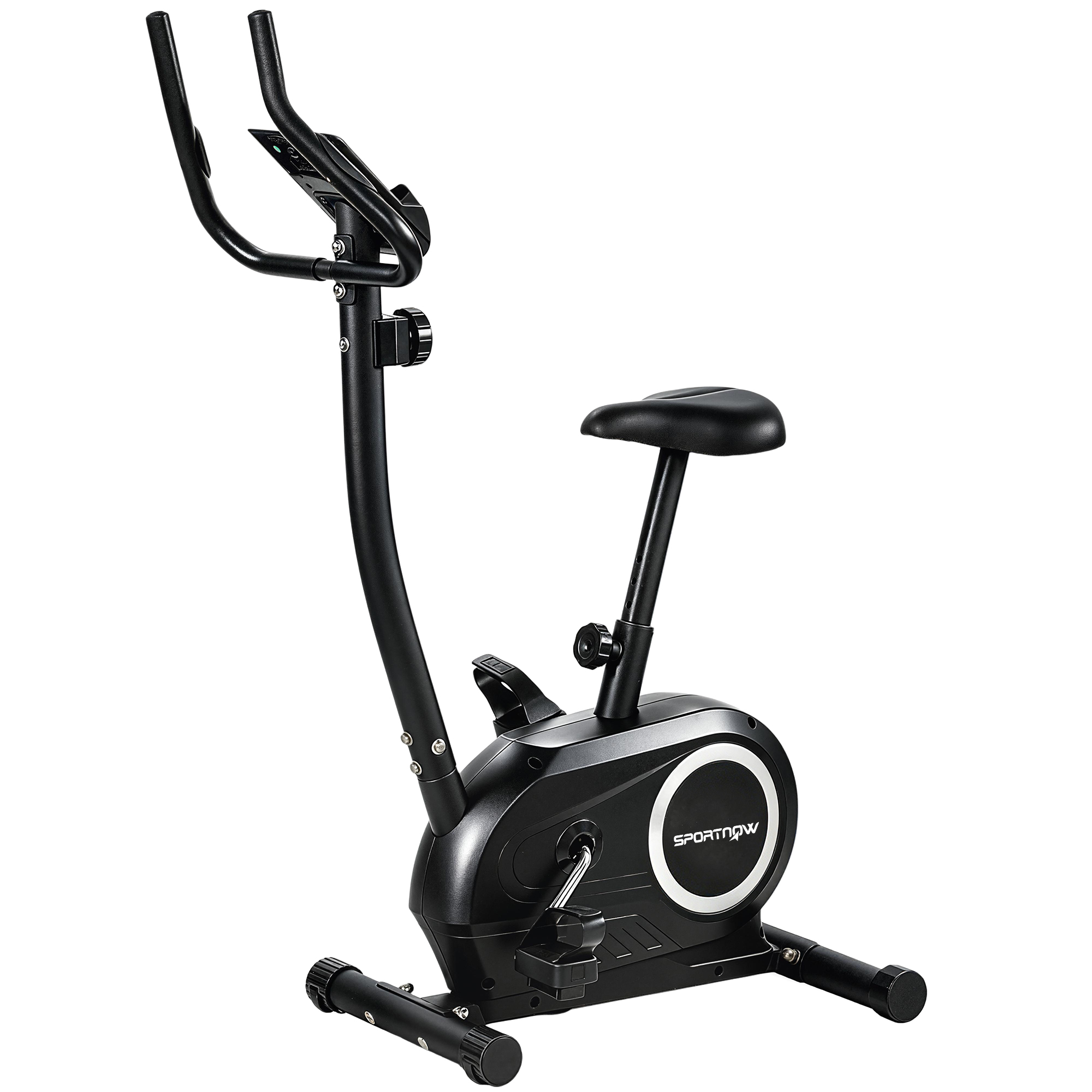 SPORTNOW Heimtrainer Fahrrad Höhenverstellbar Hometrainer mit 8 verstellbar Widerstandsstufe APP LCD-Monitor Pulssensoren Handyhalter verstellbar Pedalriemen, Ergometer Fitnessbike Indoor Cycling Bike Aosom