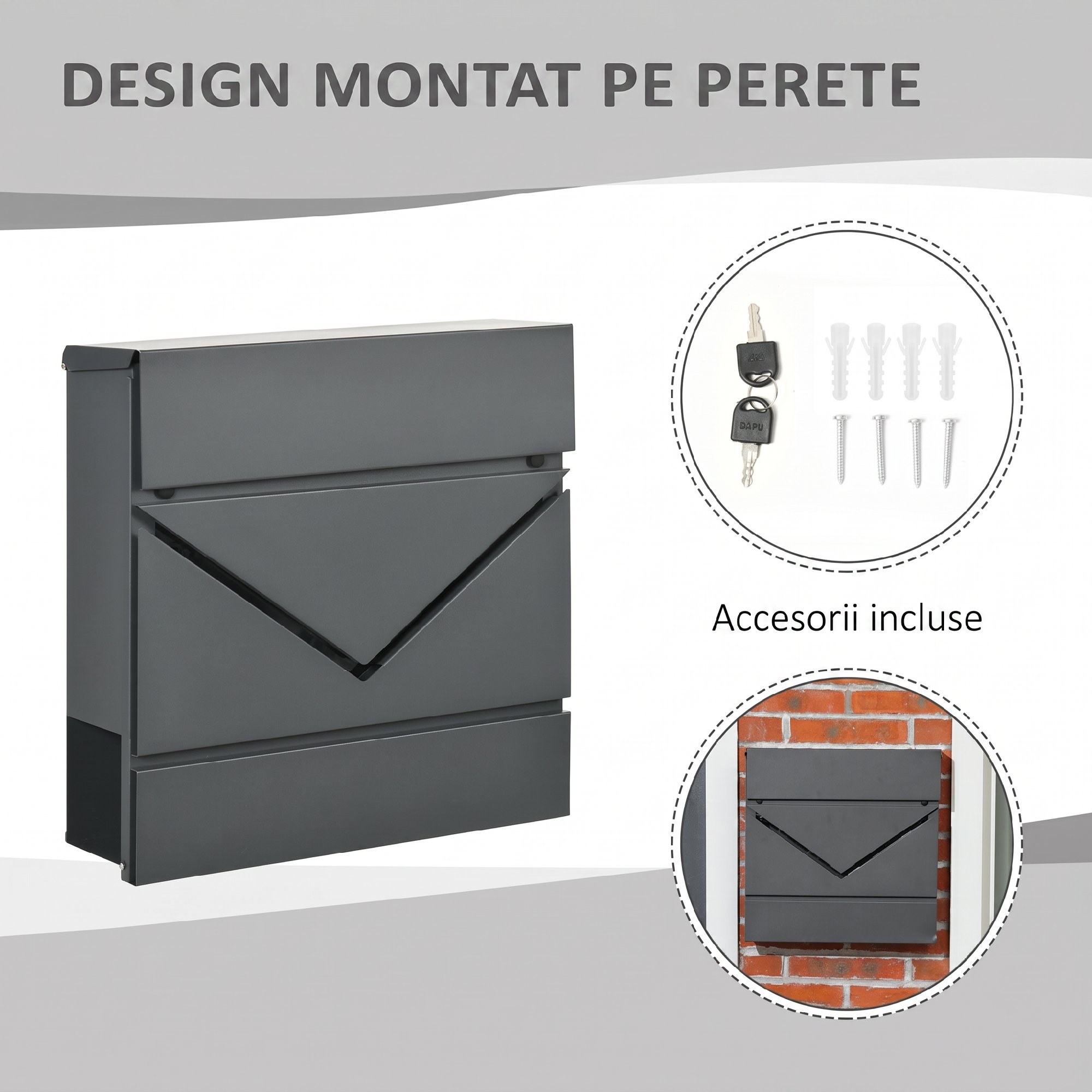 Postkast kaanega, 2 allosas äravooluavaga, terasest, lukuga, hall