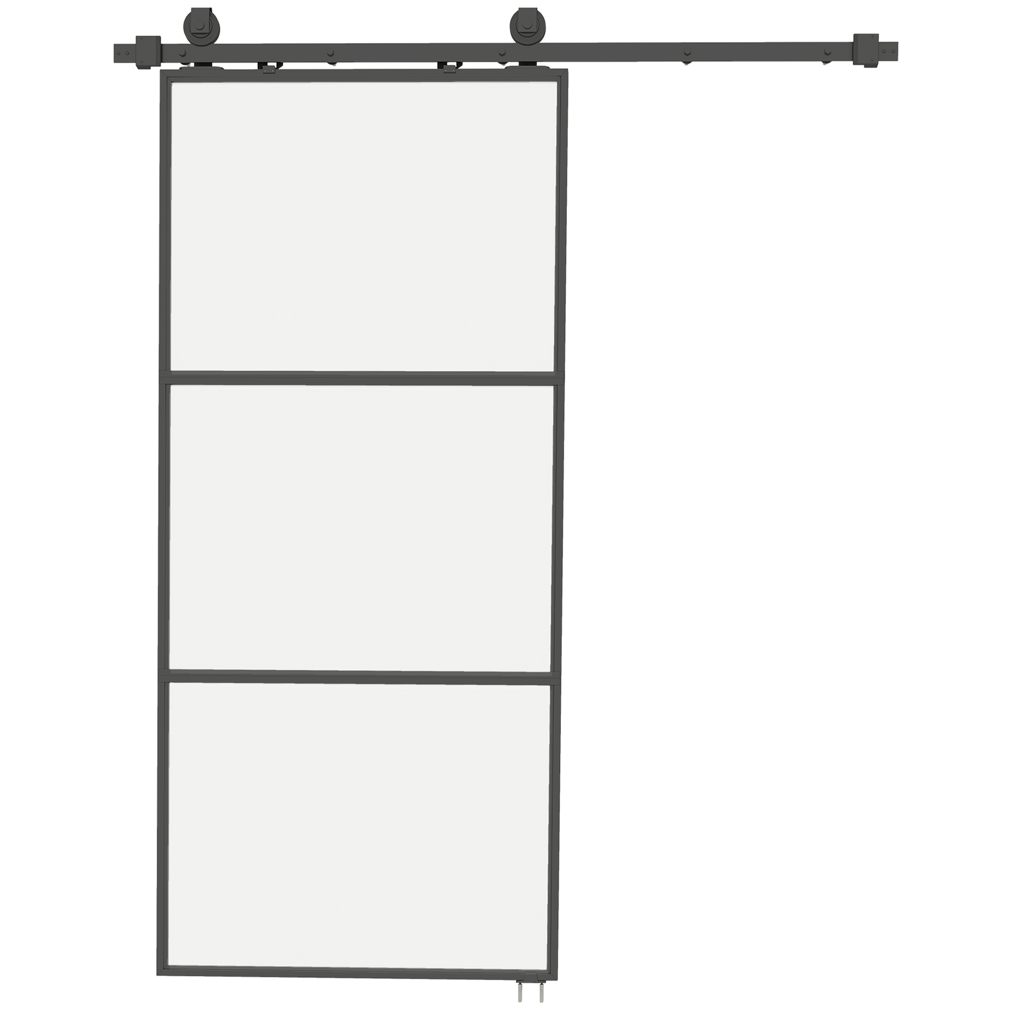 HOMCOM Puerta Corredera de Cristal con Herrajes Mecanismo Cierre Suave para Baño Salón 91,4x203,2 cm Negro | Aosom España