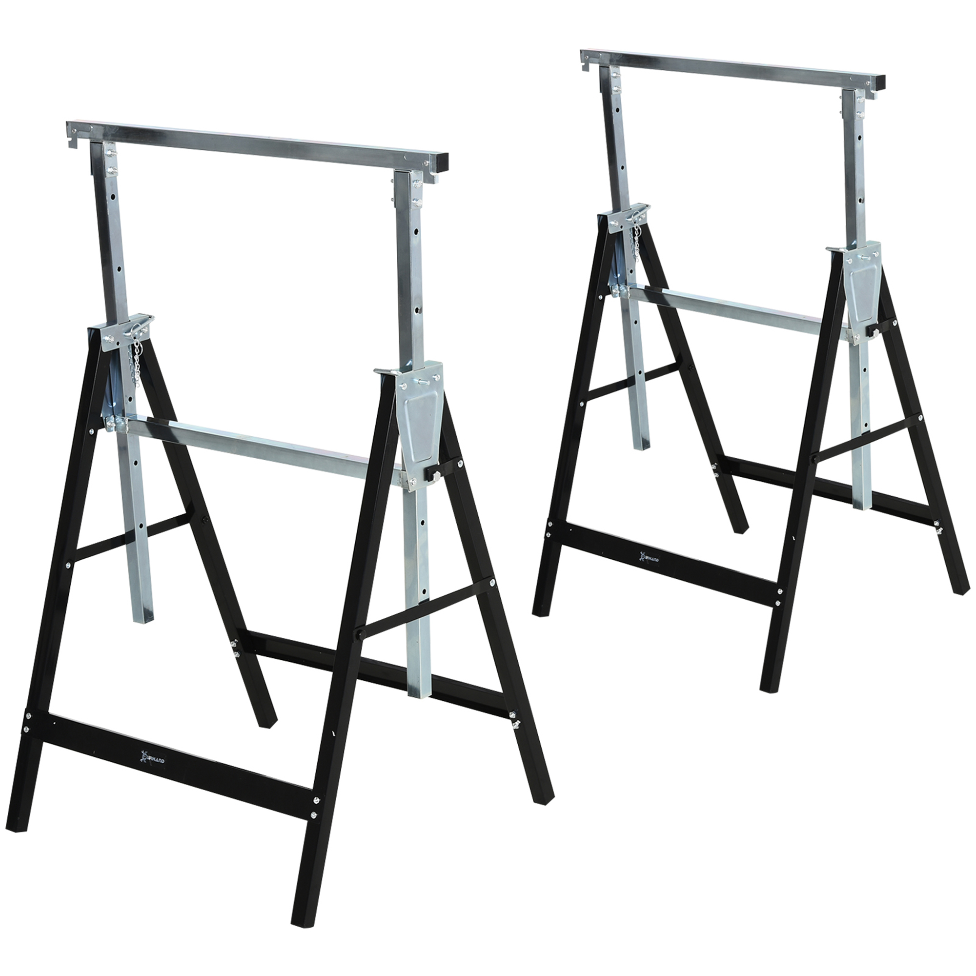 DURHAND Sägebock Höhenverstellbar Faltbar Metall Schwarz 68x56x80-130cm bis 200kg Belastbarkeit für Holzarbeiten   Aosom.de