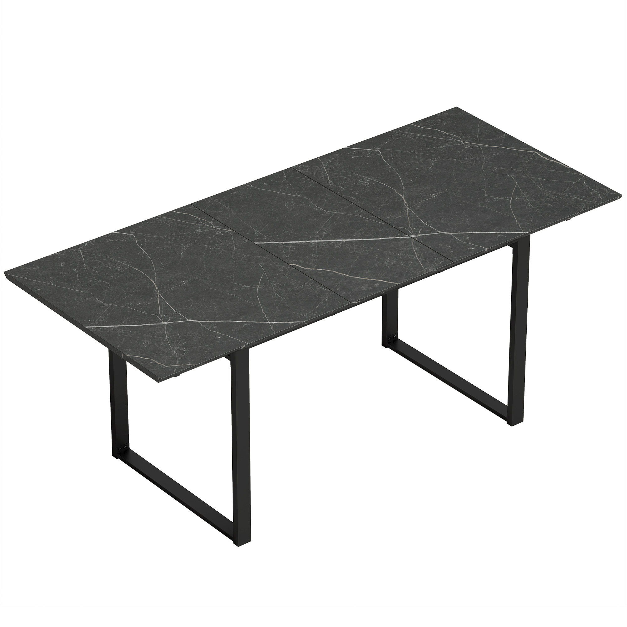 HOMCOM Esstisch Ausziehbar 140/180 x 80 cm Esszimmertisch für 6–8 Personen Rechteckiger Küchentisch mit Stahlgestell, Industrie-Design, Platzsparend, für Küche, Esszimmer, Schwarz   Aosom