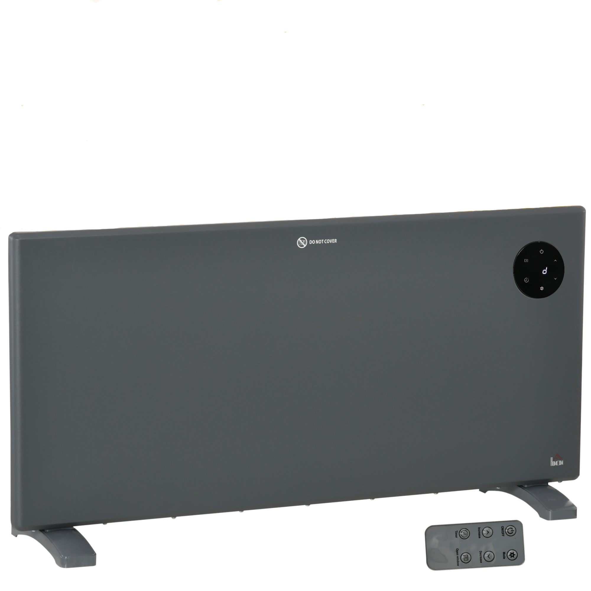 HOMCOM 2000W Electric Convector Heater, Freestanding or Wall Mounted, Space Heater with Adjustable Thermostat, Timer, Grey