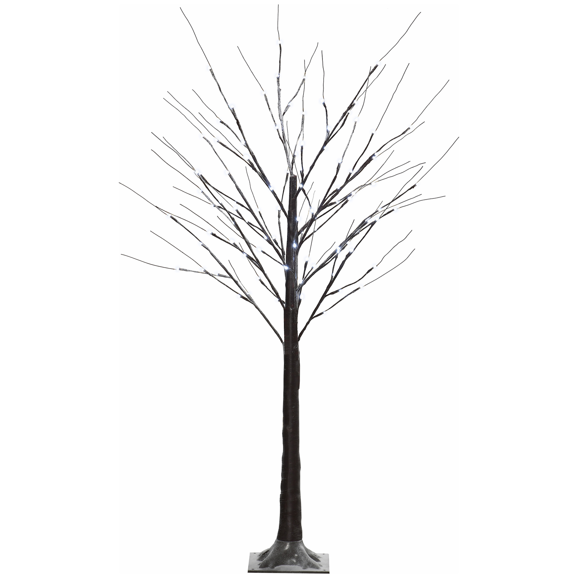 HOMCOM 150 cm Kunstbaum Birkenbaum mit 96 LED Lichtern und Kunstschnee für Weihnachtsdeko und Feiern, ideal für Party Hochzeit   Aosom.de