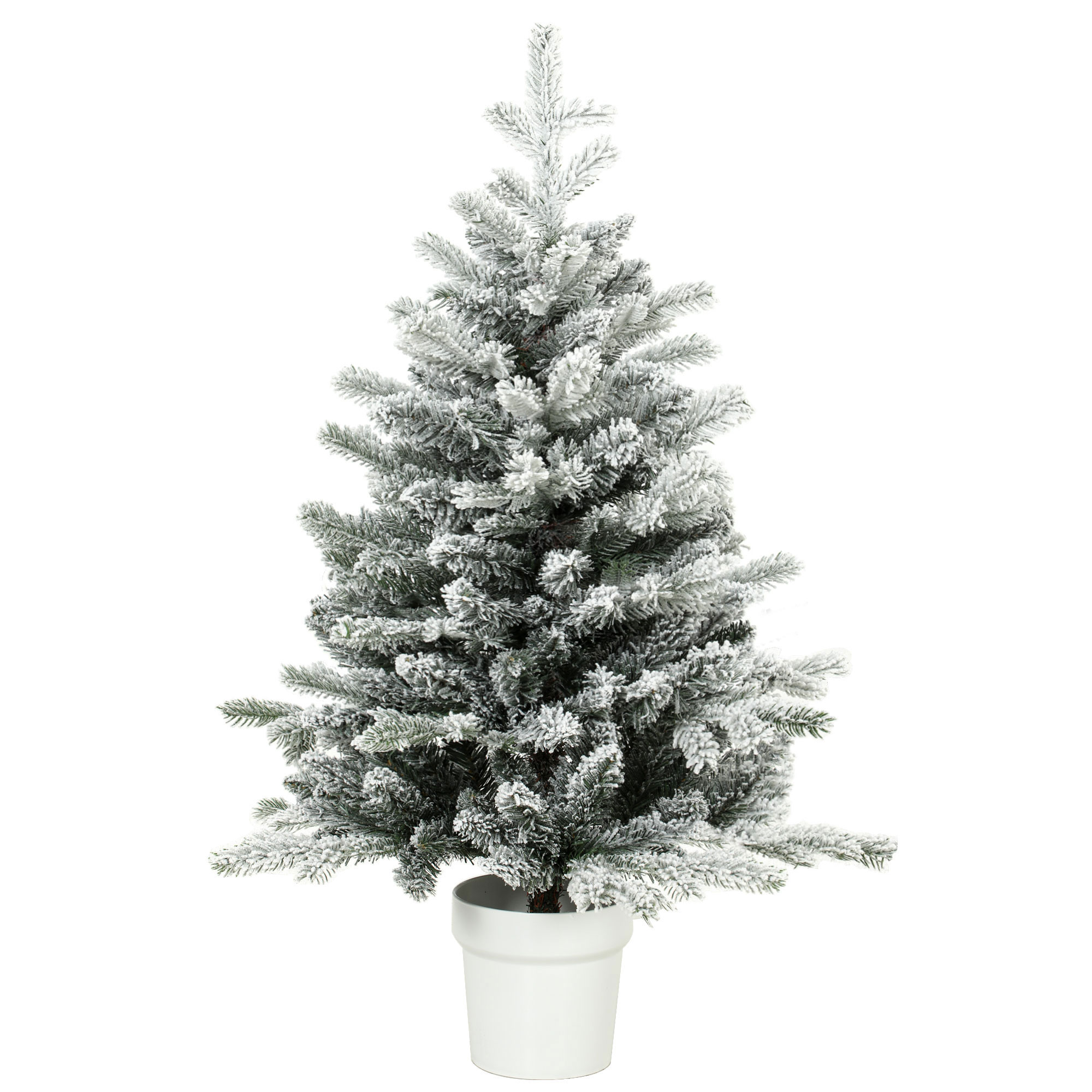 HOMCOM Mini 90 cm Weihnachtsbaum mit 296 Zweigspitzen Schnee-Effekt Topf, Mini-Tischbaum Künstlicher Weihnachtsbaum für Weihnachtsdekoration Zuhause Büro, Weiß Aosom