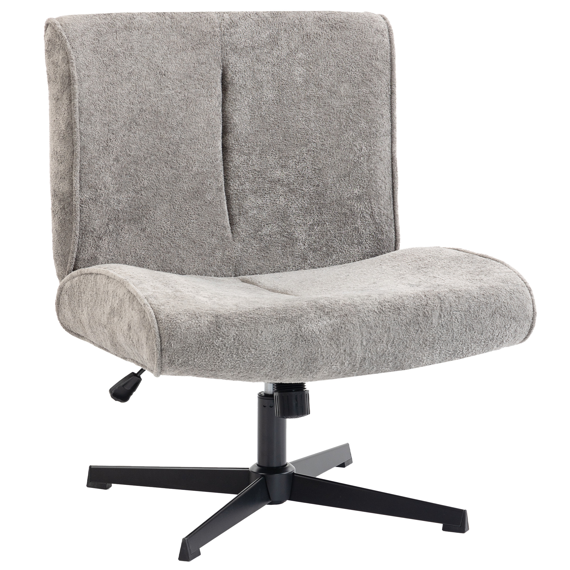 HOMCOM Sessel Drehbarer Loungesessel mit Samtoptik, Höhenverstellbarer Relaxsessel mit Kreuzbeinen aus Stahl, Dicke Gepolsterter Lesesessel Polstersessel für Wohnzimmer, Schlafzimmer, Grau Aosom