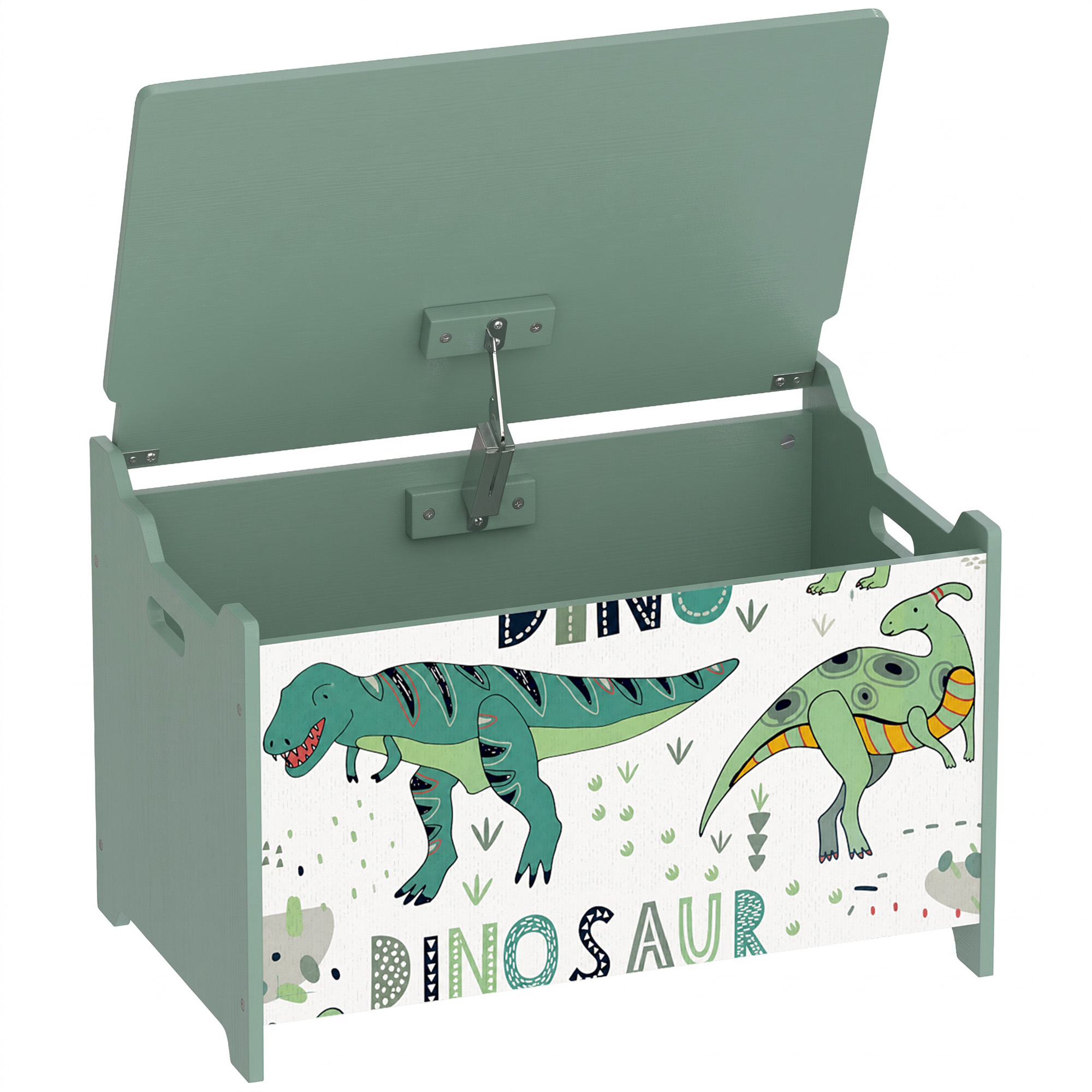AIYAPLAY Storage Chest, Wooden Toy Chest with Lid, Flip-Top, Security Hinges and Anti-Pinch Design for Kids, Green