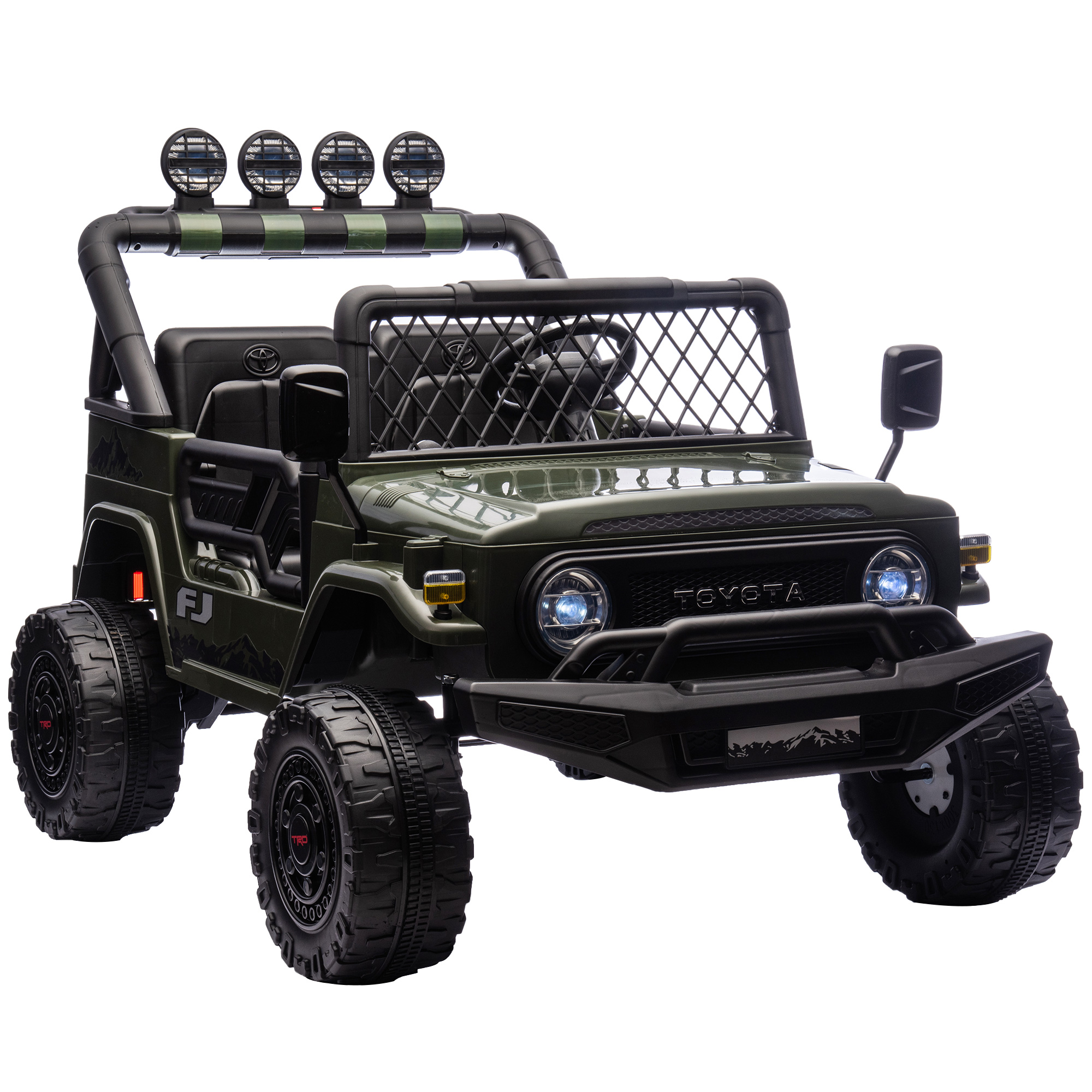 AIYAPLAY Toyota FJ 24V elektrische kinderauto met afstandsbediening, 200W motor, lithium-accu, 2-zits, 3-8 jaar