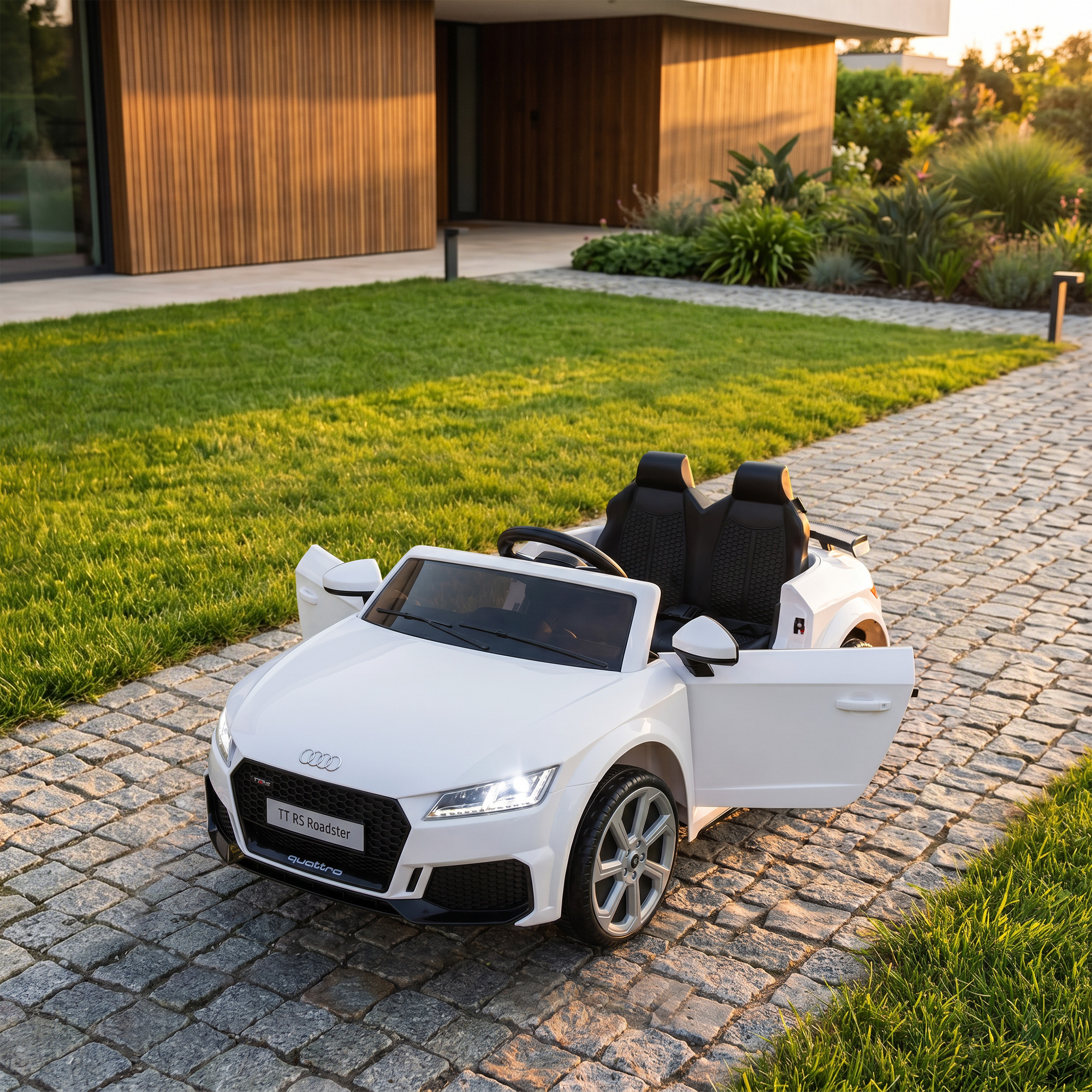 Laste elektriauto, Audi TT RS Roadster, 3 km/h, puldiga, LED, USB, valge
