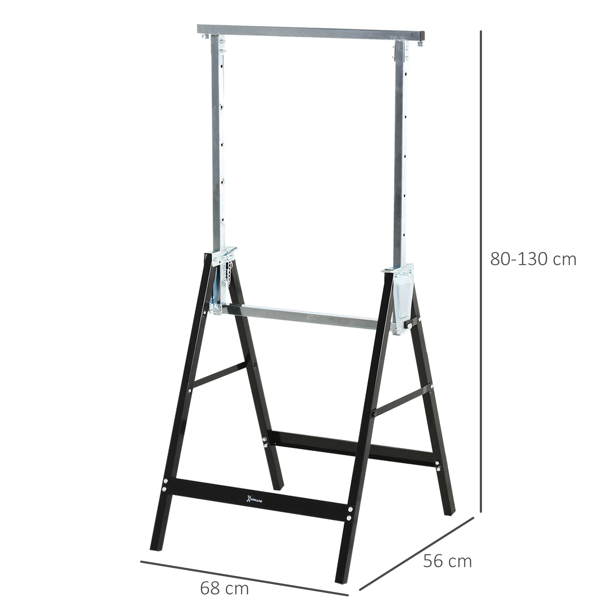 Saepukk, tööalus, kõrguse reguleerimise võimalus, kokkupandav, metall, must, 68 x 56 x 80-130 cm, kandevõime 200 kg