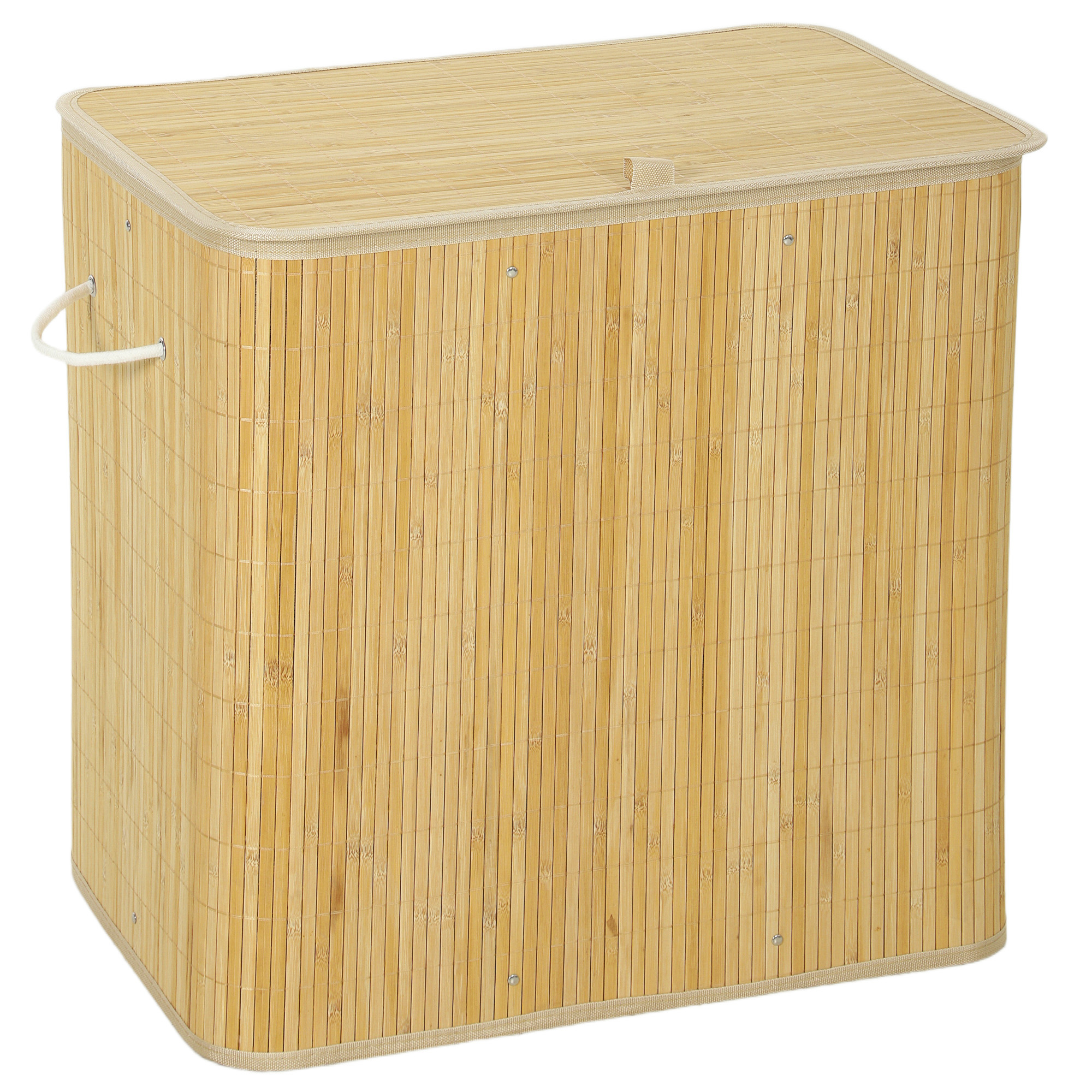 HOMCOM Pfandflaschen Sammelbehälter mit Deckel 150L, Bambus Pfandflaschen Organizer mit Zwei Tasche Leergut Sammelbehälter Flaschensammler für Küche Aosom