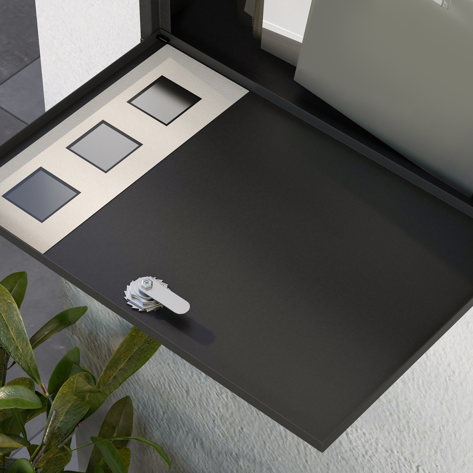 Metallist postkast, moodne, lukustatav, 36,5 x 11,5 x 29 cm, must