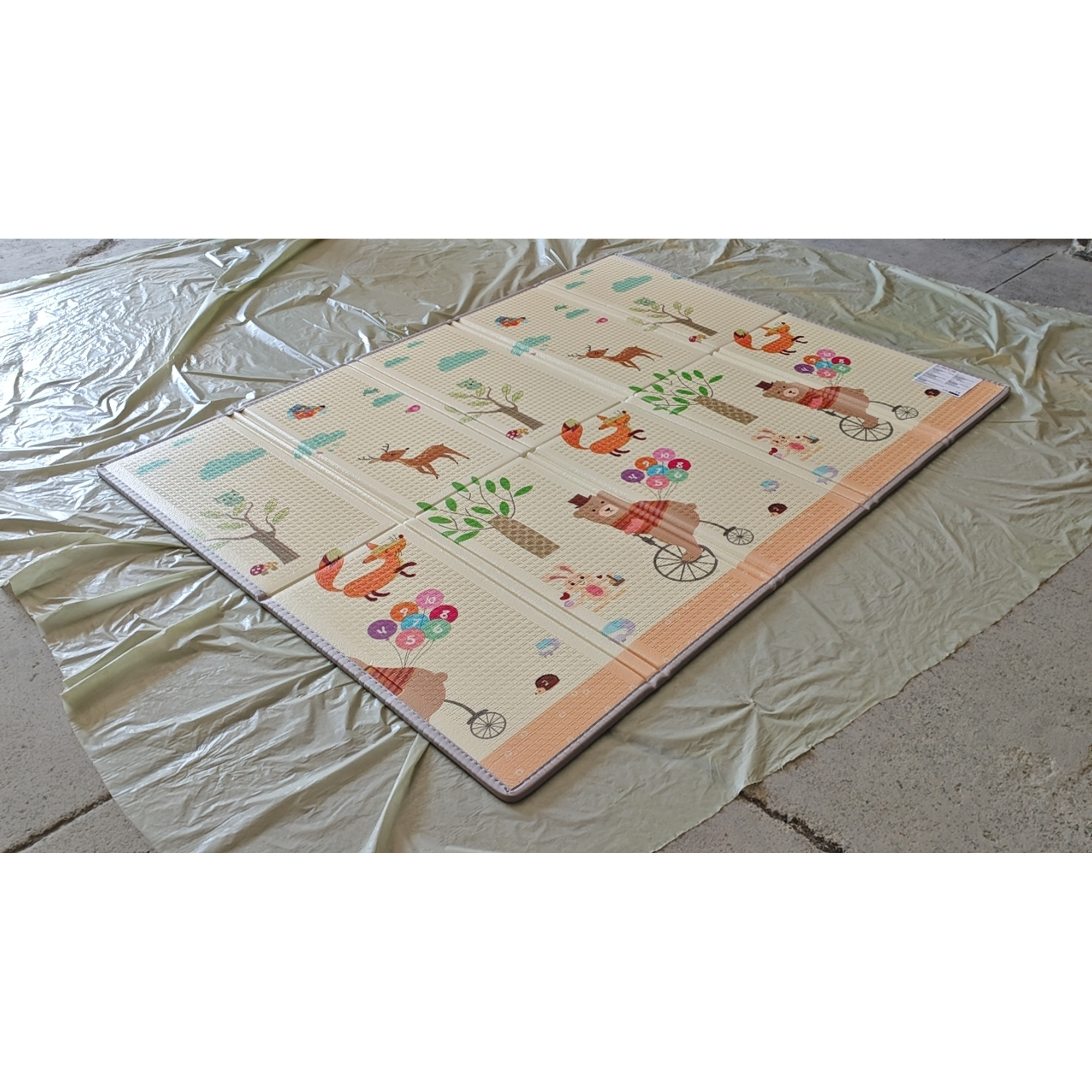 AIYAPLAY Covoraș pliabil reversibil pentru bebeluși cu model vulpe 200 x 150 cm antiderapant impermeabil pentru copii 0-3 ani | Aosom Romania