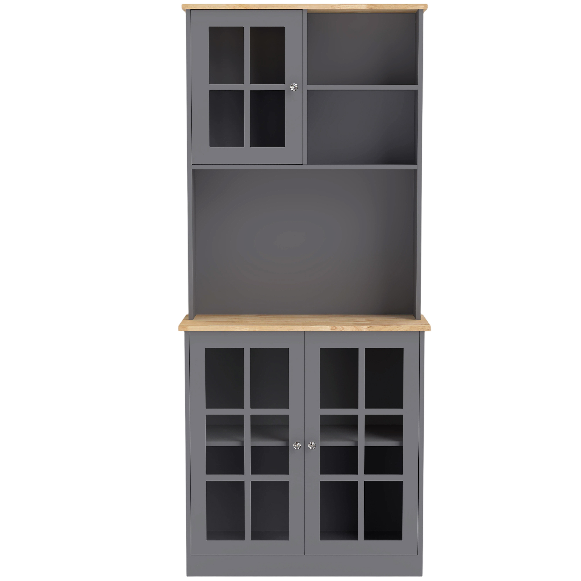 Homcom Grey Kitchen Pantry, Buffet Hutch With 3 Storage Cabinets, - Image 4