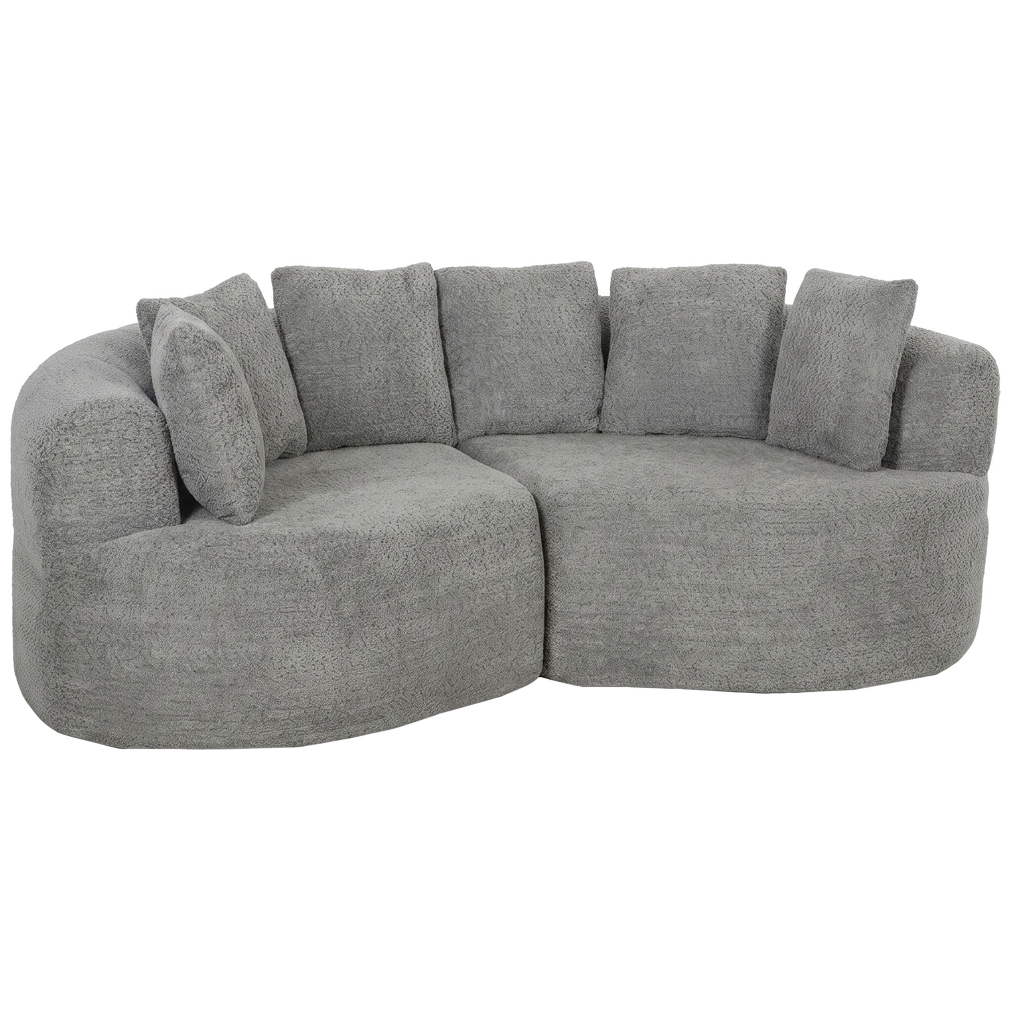 HOMCOM 3-Sitzer-Sofa, modulares Sofa 207 cm rahmenlos mit tiefer Sitzfläche, 6 Kissen, dick gepolstert, geschwungenes Design, Chenille, für Wohnzimmer, Hellgrau   Aosom