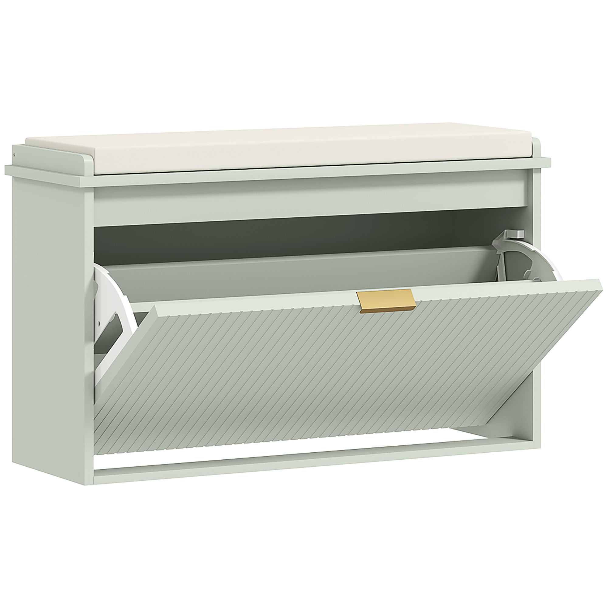 Homcom Green Elegant Eight Shoe Bench, With Top Seat