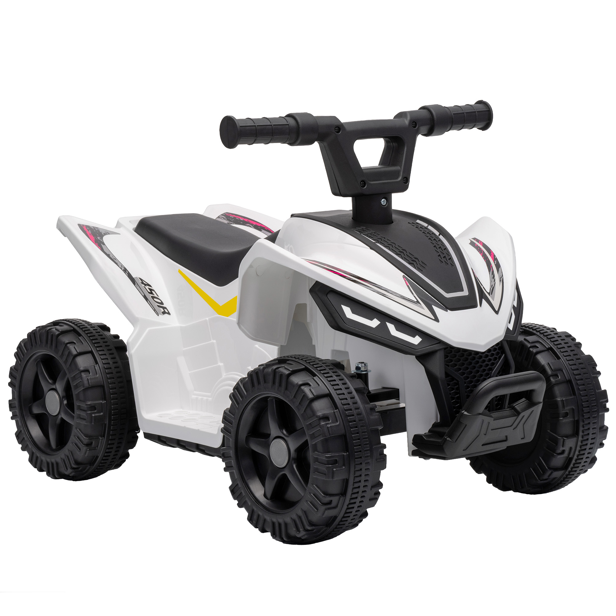 AIYAPLAY Kinder Quad Elektro 6V Kinderquad mit Lithium-Akku Vorwärtsfunktion Lenkerknopf-Steuerung, Elektro-Quad für Kinder 1,5-2 Jahre Max. Belastung 25 kg Weiß   Aosom