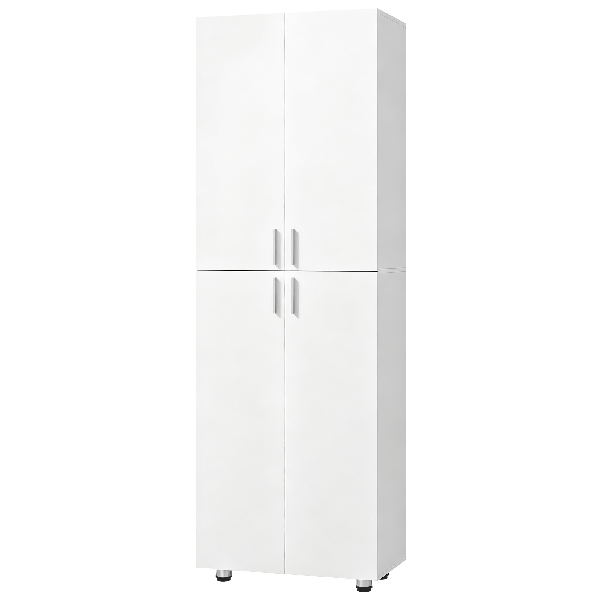 HOMCOM Kleiderschrank Slim hoch mit 4 Türen Soft-Close, platzsparender Garderobenschrank mit Regalen und Fächern, modern für Schlafzimmer, 60x34x180 cm, Weiß Aosom