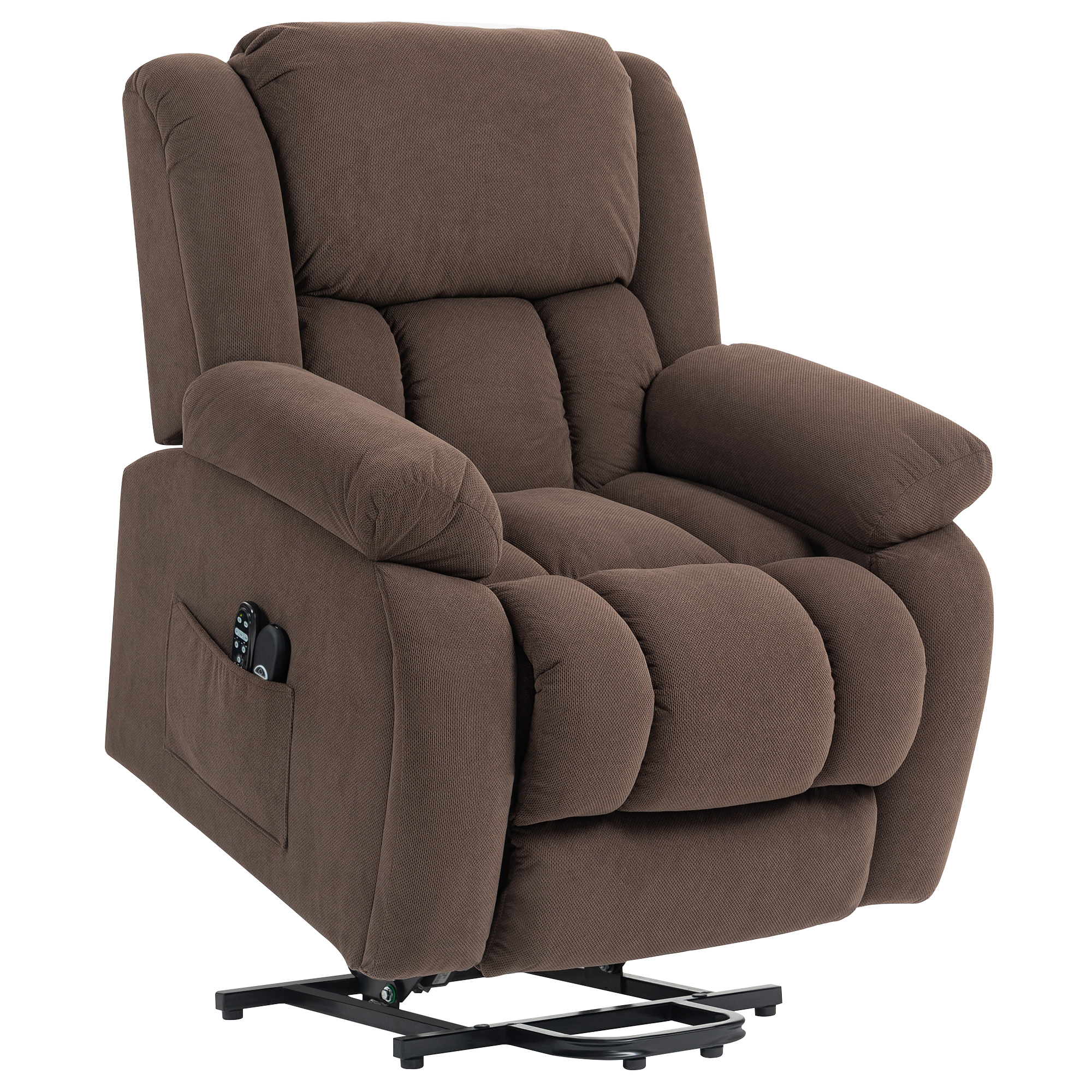 HOMCOM Fauteuil Releveur Électrique, Massage et Chauffage, Repose-Pieds, Dossier Inclinable, Télécommande, 93x104x100cm, Marron