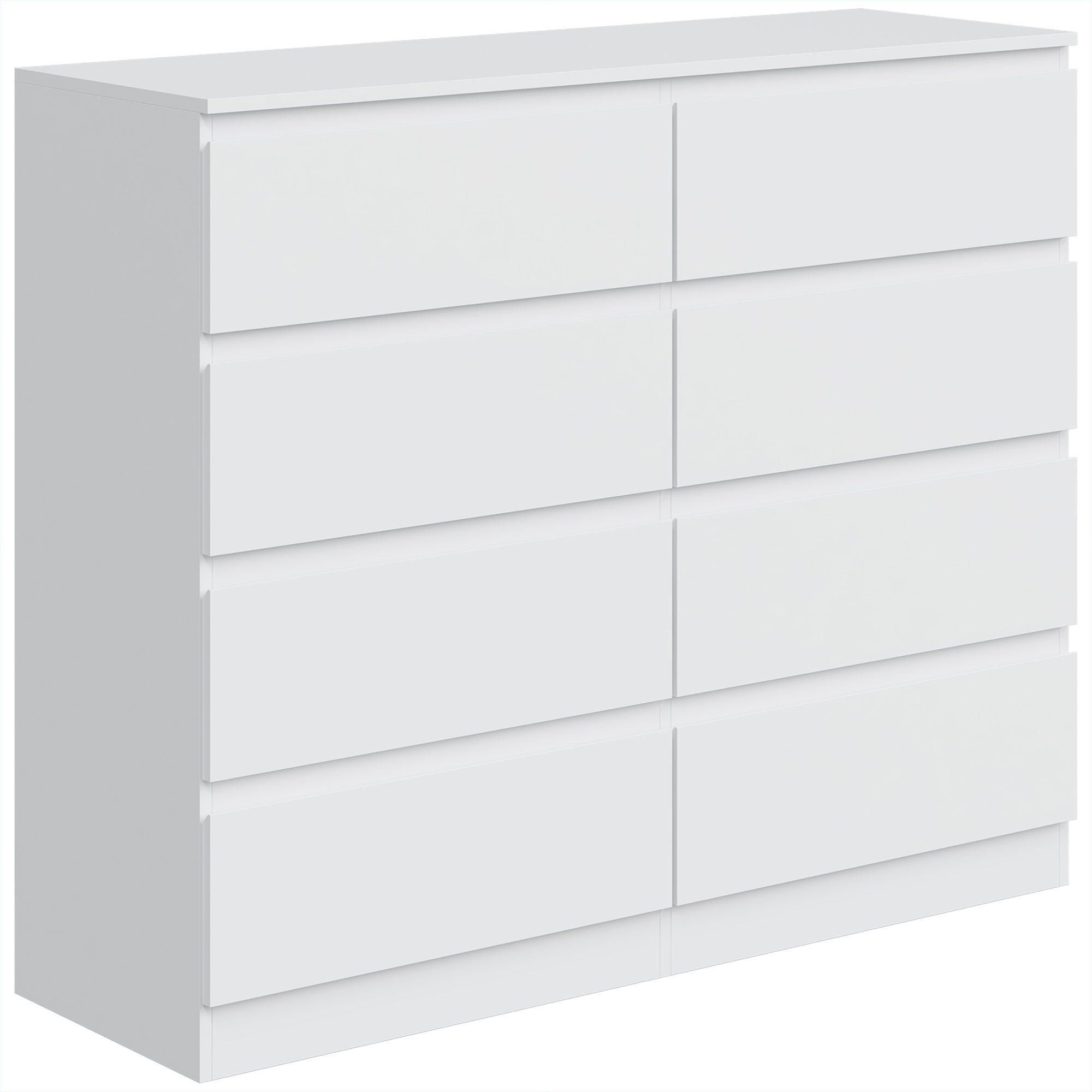 HOMCOM Kommode für Schlafzimmer, 8 Schubladen – Moderner Nachttisch/Kommode, platzsparende Kommode für Flur, Wohnzimmer oder Eingangsbereich, 120x39x100 cm, Weiß Aosom