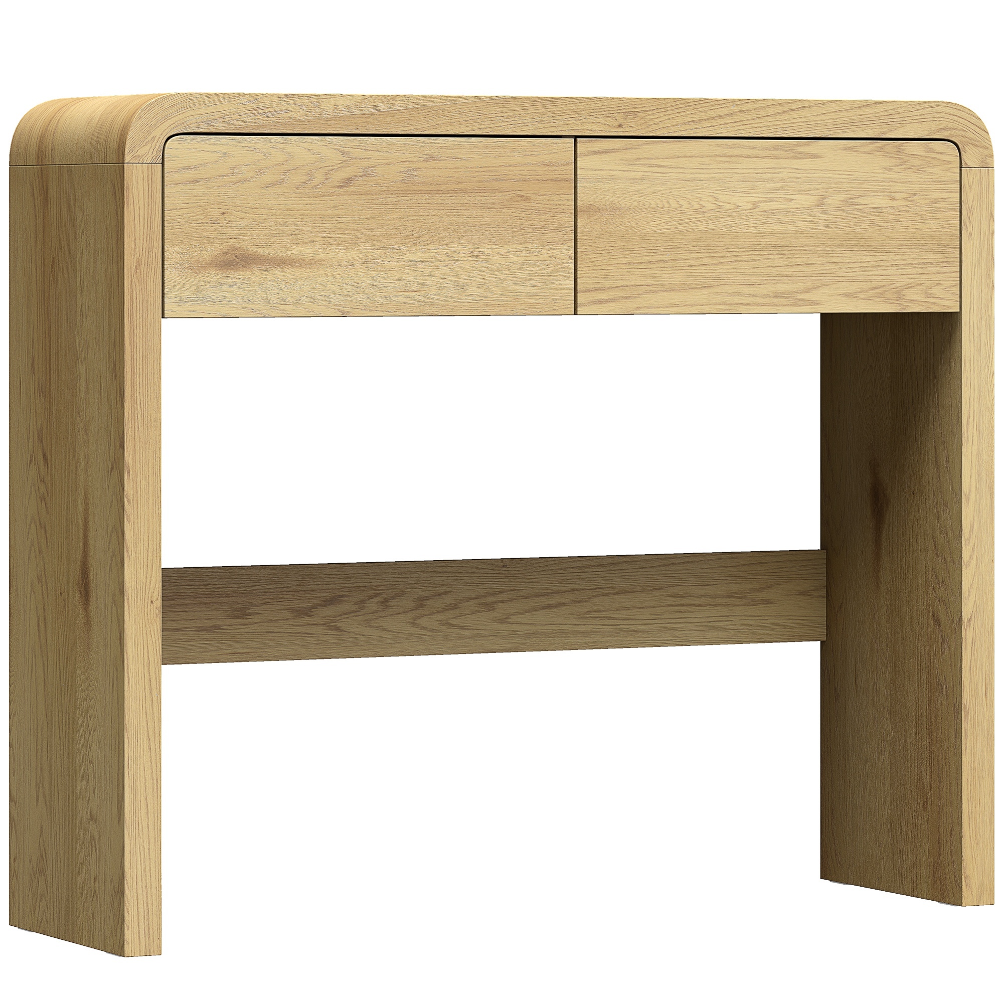 HOMCOM Konsole mit 2 Schubladen, Konsolentisch, 100 x 30 x 85 cm, abgerundete Ecken und dicke Platte, schmaler Beistelltisch hinter dem Sofa, rustikaler Stil, Flurkonsole, Wohnzimmer, Naturholz Aosom