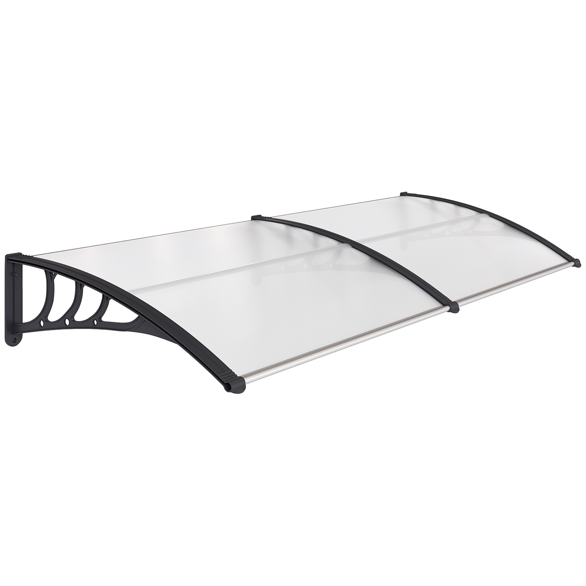 Outsunny Pultvordach Vordach für Haustür 75x195x23 cm Überdachung aus 5mm Polycarbonat, Sonnenschutz & Regenschutz für draußen, Aluminium transparent   Aosom.de