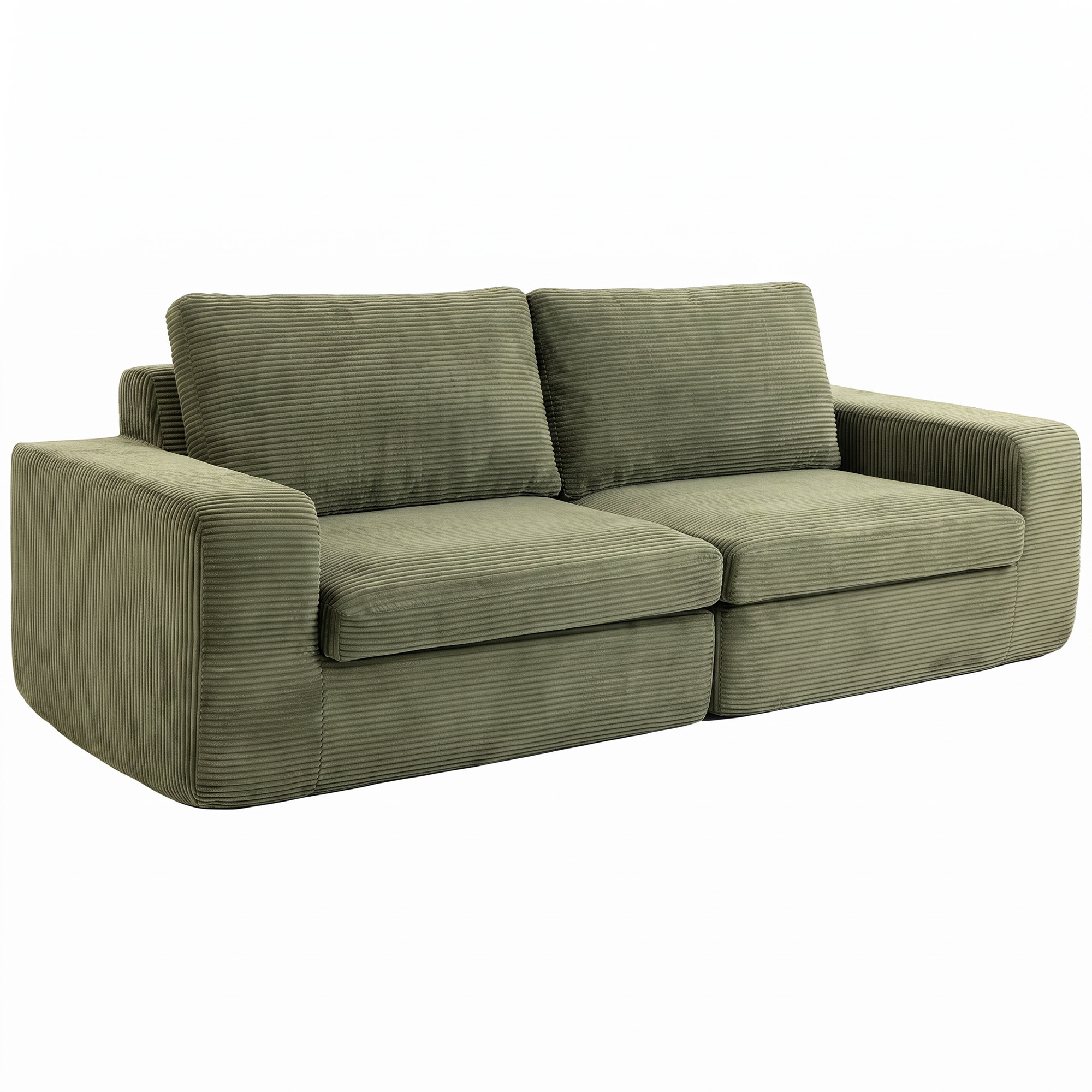 HOMCOM 3‑Sitzer‑Sofa aus Cordvelours, modernes komprimiertes Wohnzimmersofa 236 cm mit Taschenfeder‑Kissen, gepolsterte Armlehnen und Rückenlehne, montagefrei, für Schlafzimmer, Büro, Wohnung, Grün Aosom