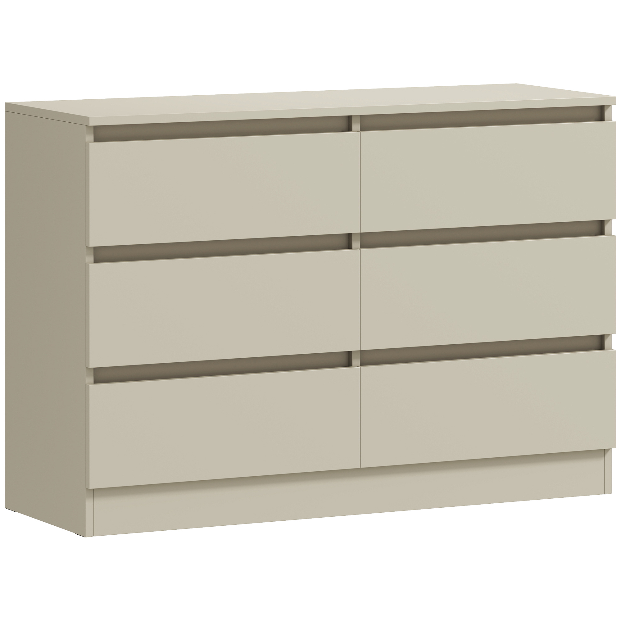 HOMCOM Kommode mit 6 Schubladen für Schlafzimmer, schmaler Schubladenschrank, modernes Highboard, TV-Ständer bis 119 cm, für Wohnzimmer, Ankleidezimmer, Flur, 100x35x69 cm, Hellbraun   Aosom