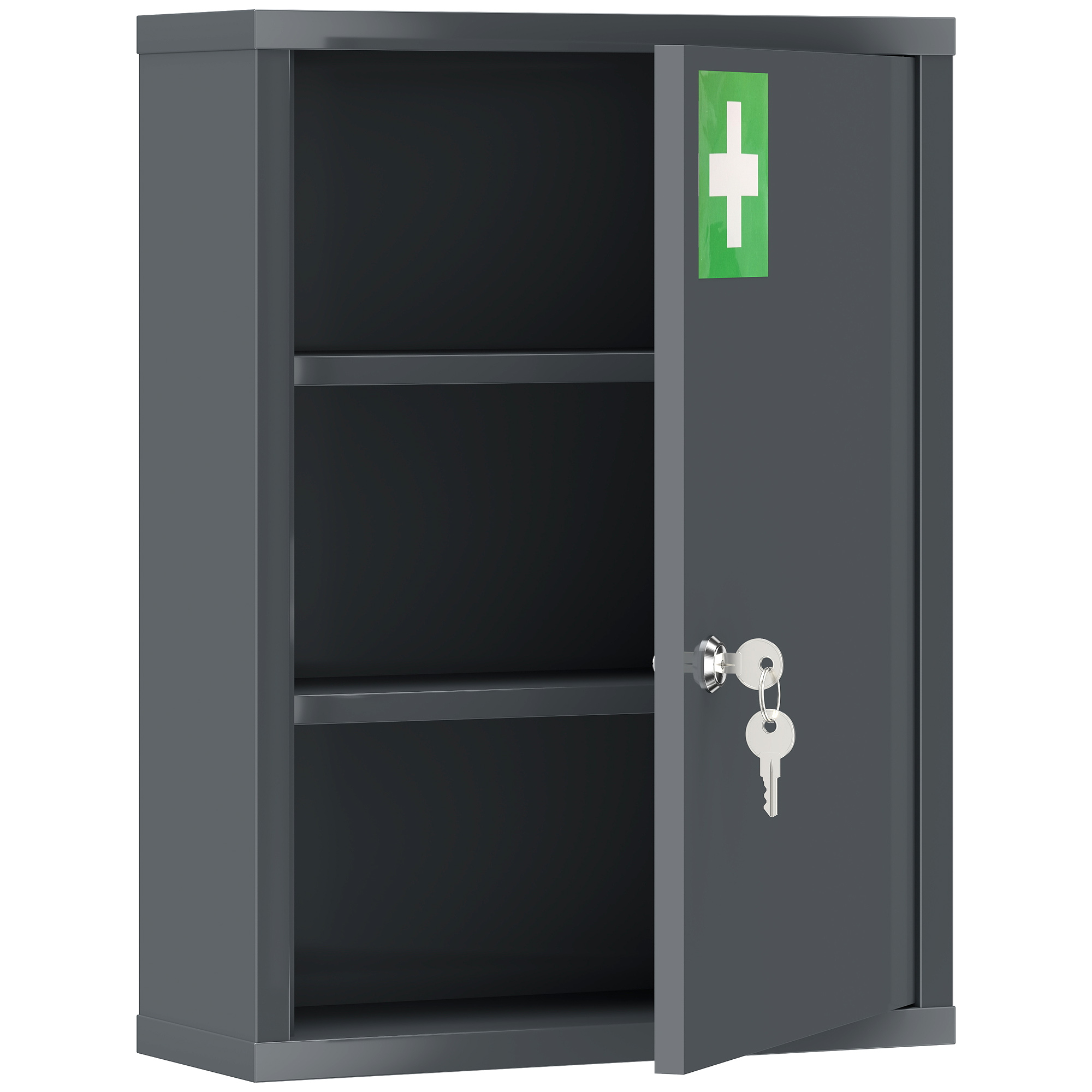 kleankin Armoire à pharmacie murale en acier, armoire à médicaments à 3 niveaux porte verrouillable 2 clés, 40x15x53,5cm, gris kleankin Armoire à pharmacie murale en acier, armoire à médicaments à 3 niveaux porte verrouillable 2 clés, 40x15x53,5cm, gris