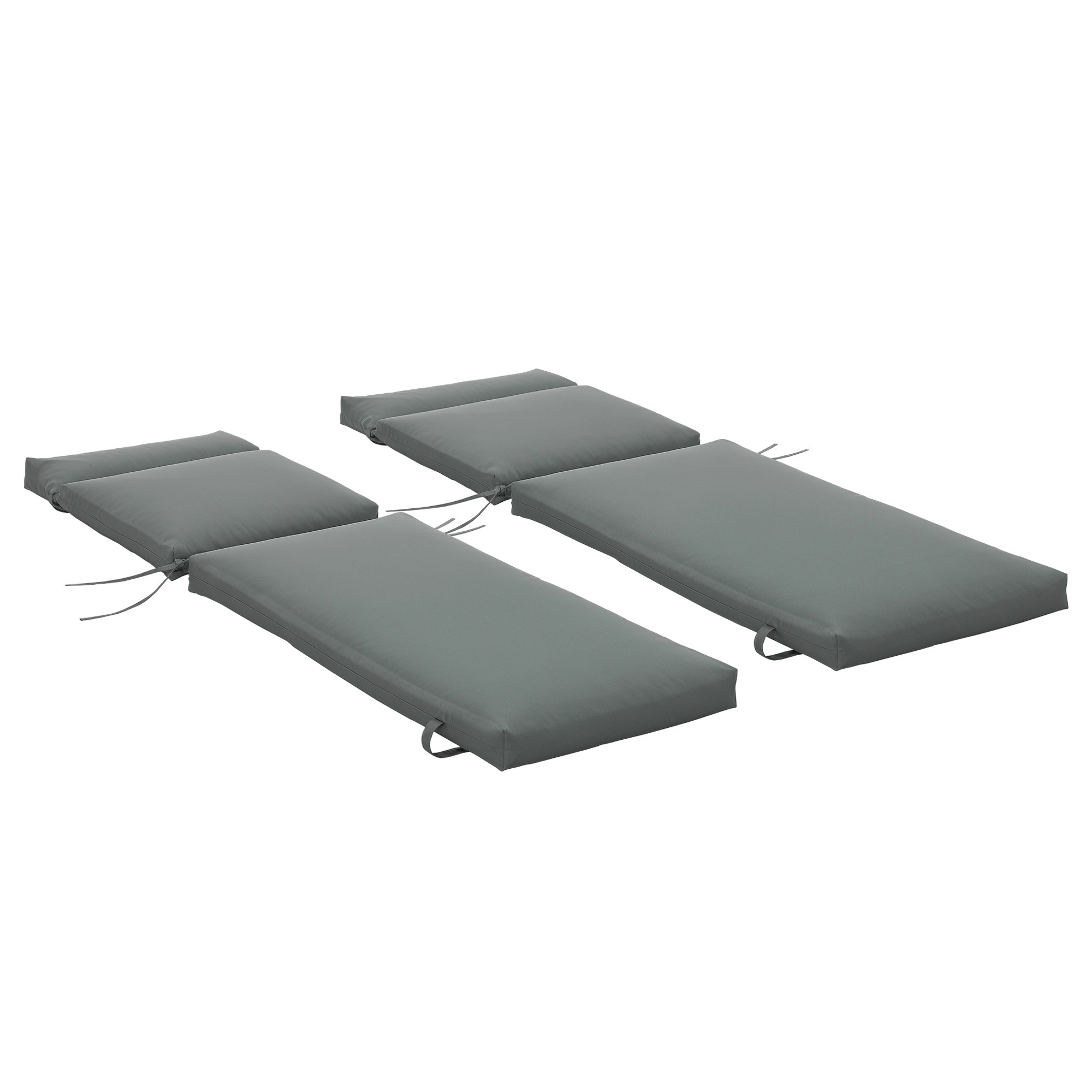 Outsunny Lot de 2 matelas pour chaise longue transat bain de soleil avec sangles d'attache pour jardin dim.196L x 55l cm gris foncé-AOSOM.fr Outsunny Lot de 2 matelas pour chaise longue transat bain de soleil avec sangles d'attache pour jardin dim.196L x 55l cm gris foncé-AOSOM.fr