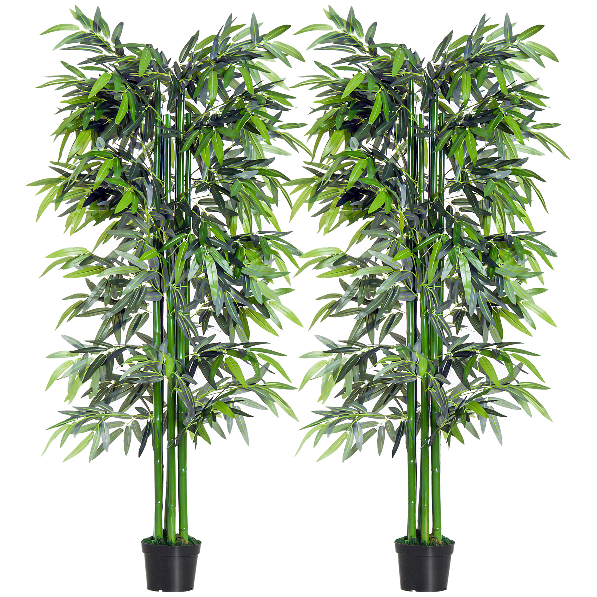 Outsunny Lot de 2 Bambous Artificiel XXL 1,80H m arbre artificiel 1105 Feuilles denses réalistes Pot Inclus Noir Vert Outsunny Lot de 2 Bambous Artificiel XXL 1,80H m arbre artificiel 1105 Feuilles denses réalistes Pot Inclus Noir Vert