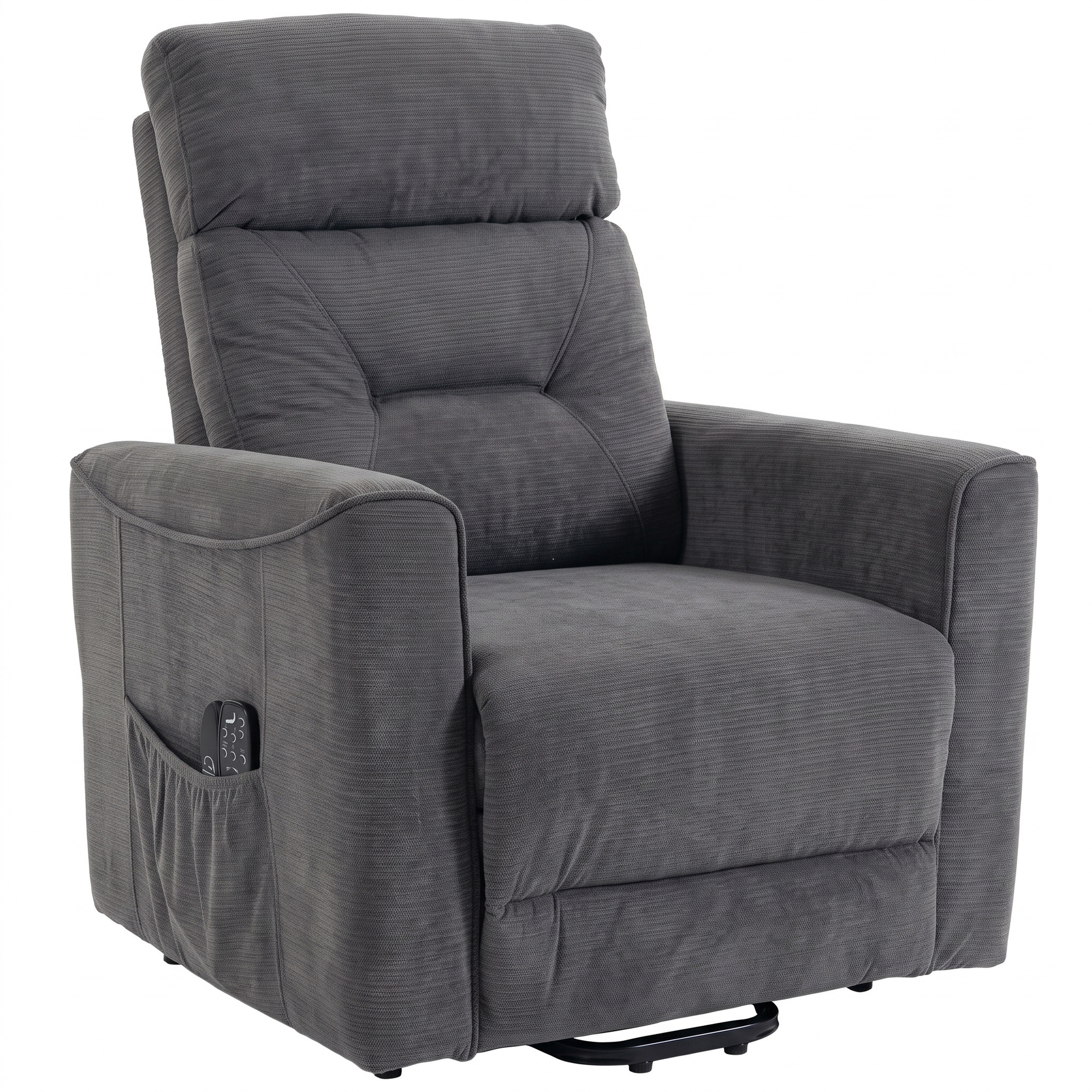 HOMCOM Relaxsessel Elektrisch Fernsehsessel mit Aufstehhilfe, Massage & Wärme, Gepolstert TV-Sessel mit Liegefunktion, USB, Fernbedienung, Seitentasche, Chenille-Optik Dunkelgrau Aosom