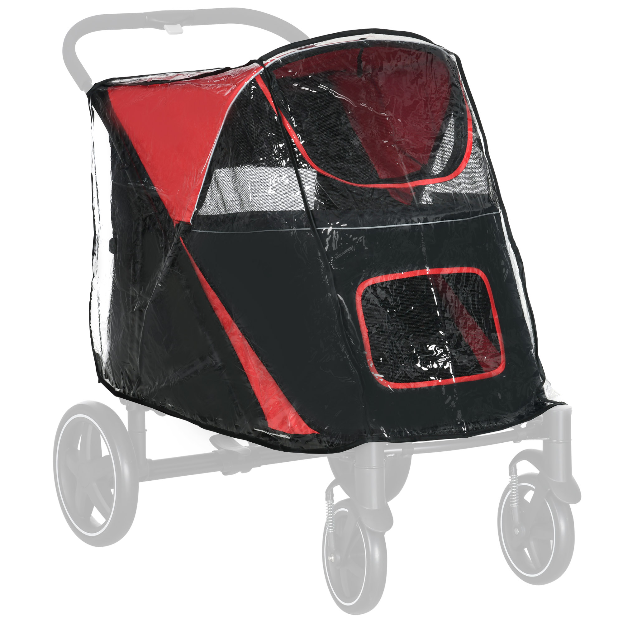 PawHut Hundebuggy Regenschutz Regenschutz für Hundebuggy Regenverdeck mit  rückseitigem Einstieg Klettverschlüsse Regenabdeckung für meisten Buggy Transparent   Aosom