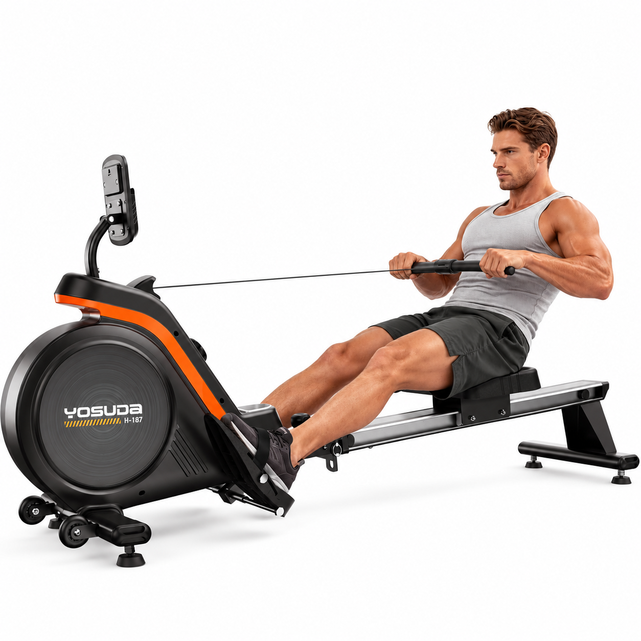 YOSUDA Ultraleises Magnetisches Rudergerät Zuhause 16 Stufen APP&LCD 181kg Belastbar Verstaubar