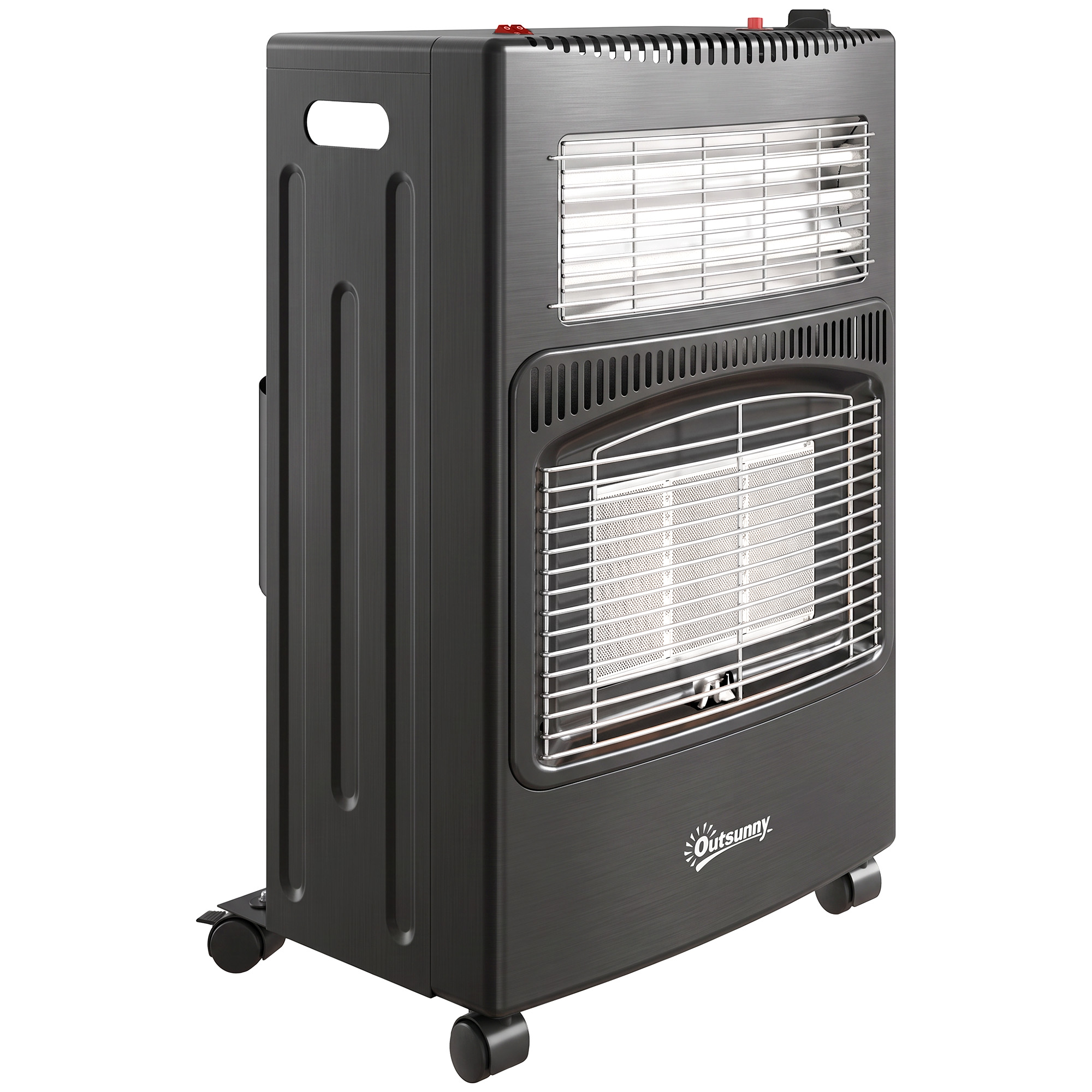 Outsunny Sobă pe gaz portabilă pliabilă 4,2 kW, neagră | Aosom Romania