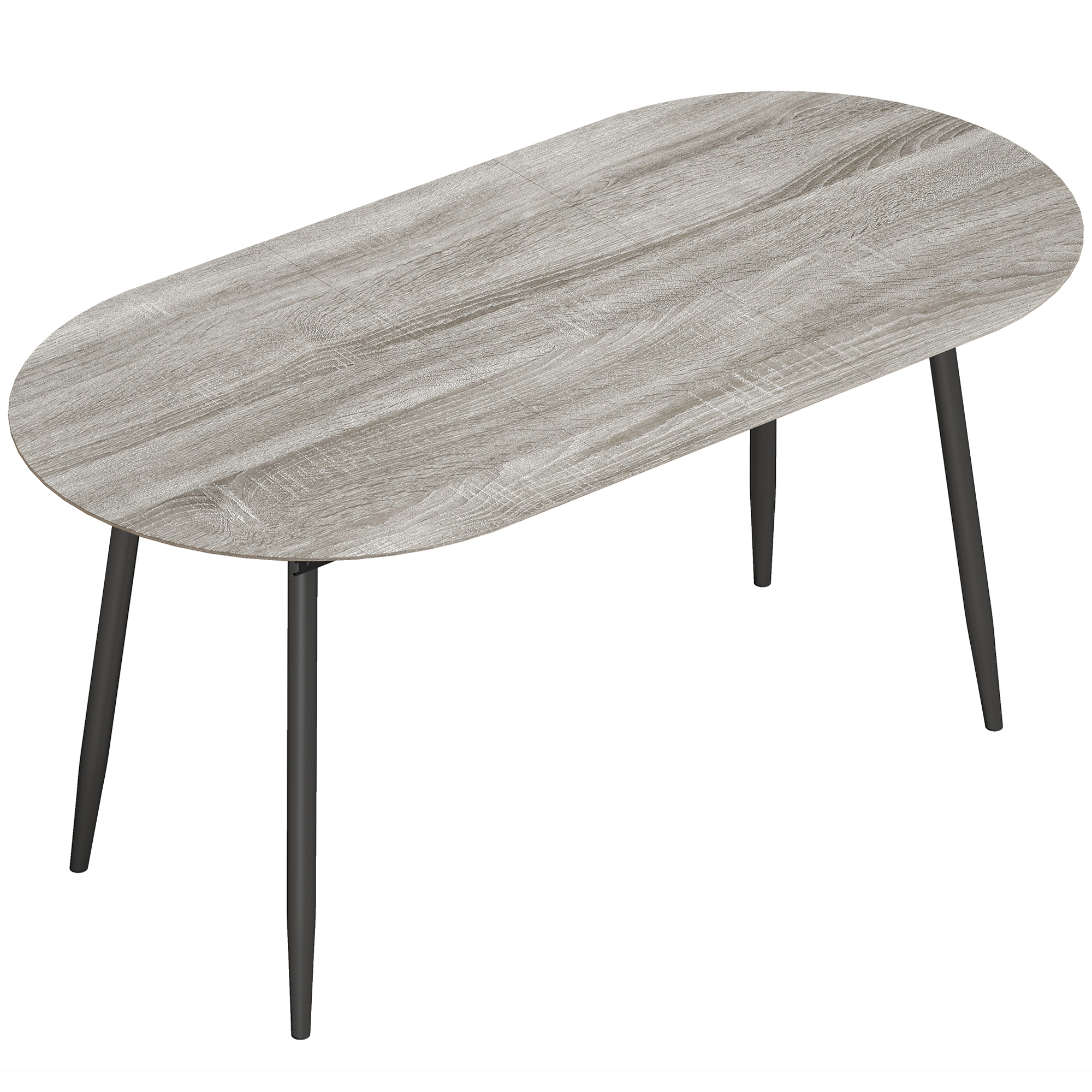 HOMCOM Esstisch Ausziehbar oval 120-160 cm, Erweiterbarer Küchentisch für 4-6 Personen, Esszimmertisch mit Metallgestell, Moderner Ausziehtisch für Esszimmer Küche Wohnzimmer, Grau   Aosom
