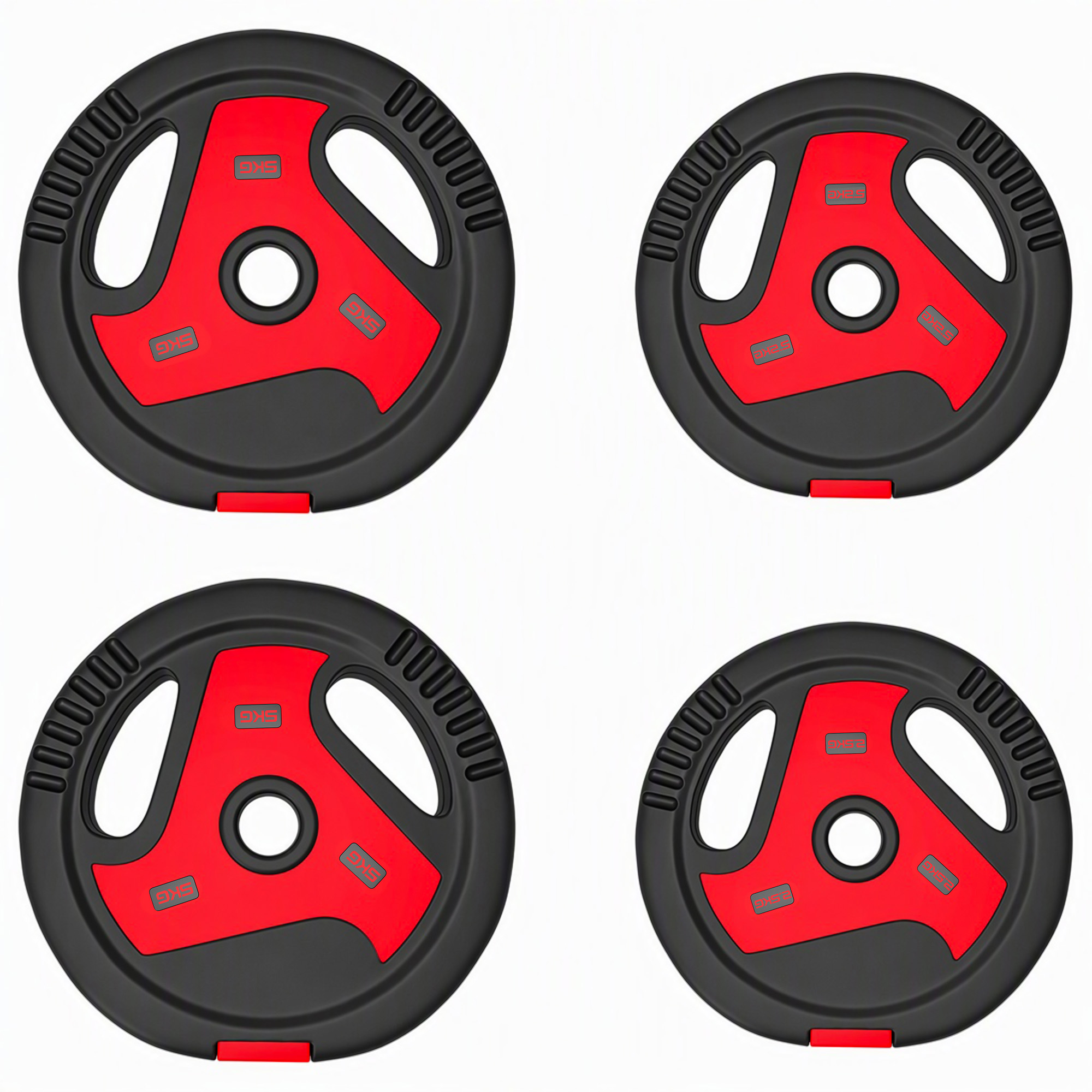 SPORTNOW 4er-Set Hantelgewichte mit 2 x 5/2,5 kg Gewichte, Hantelscheiben Set mit Griffen Gewichtsscheiben für 2,5 cm Hantelstange, Schwarz+Rot Aosom