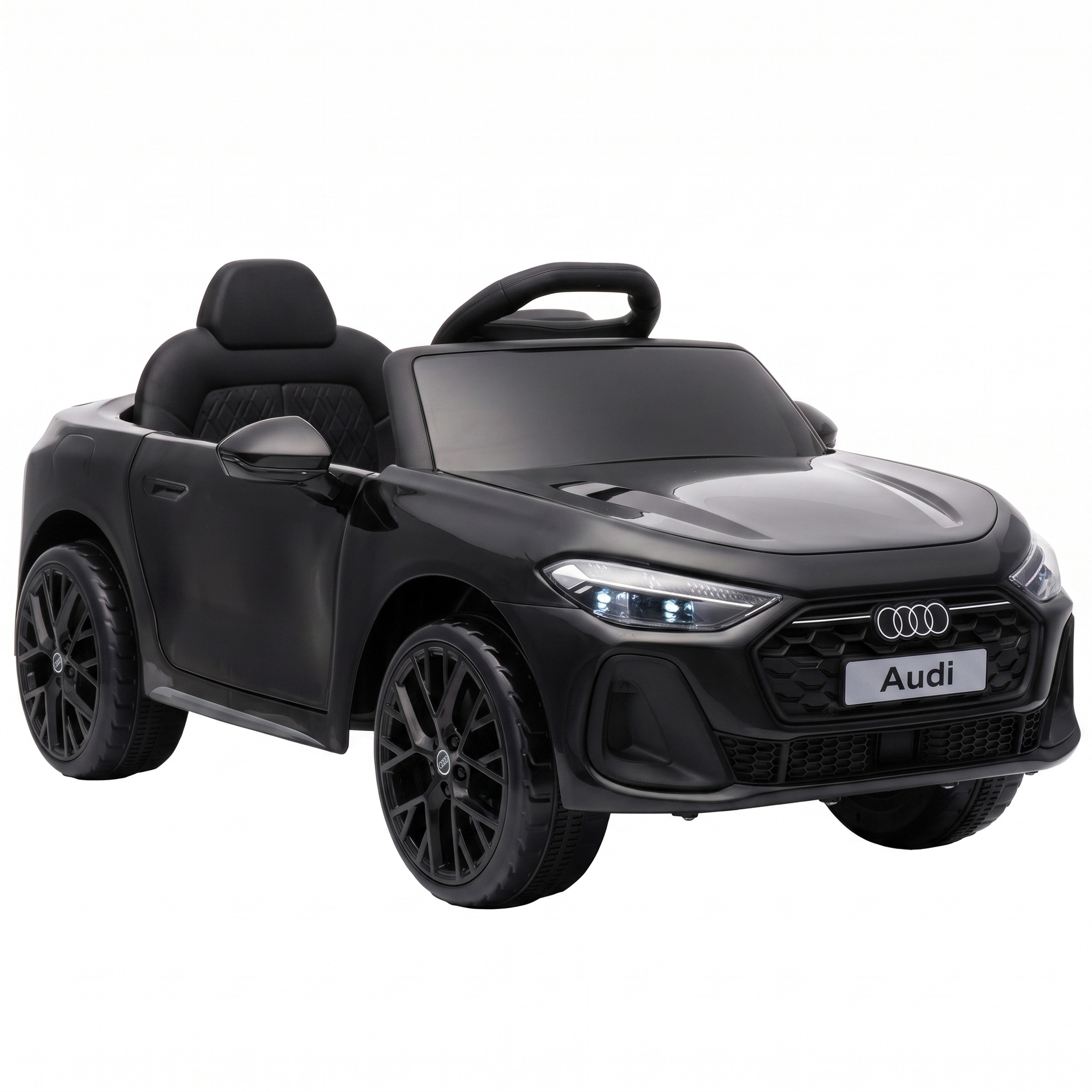 AIYAPLAY Kinder Elektroauto Audi A5L 12V Kinderauto mit 2,4 G Fernbedienung 2 Motoren Lithium-Akku Sanftanlauf 4-Rad-Federung, Kinderfahrzeug mit LED-Scheinwerfern USB Hupe Musik für 3–6 Jahre Schwarz   Aosom