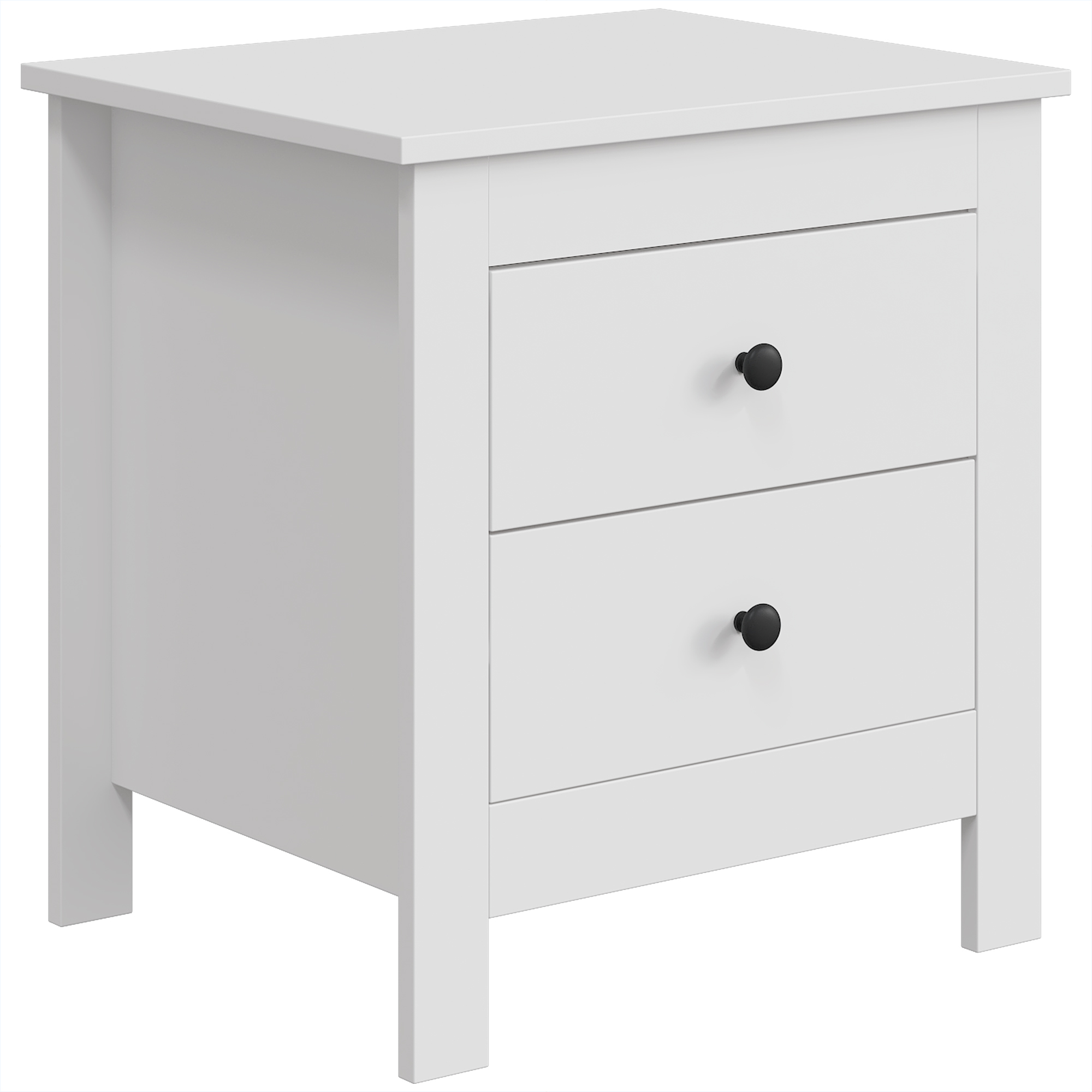 HOMCOM Nachttisch Nachtschrank mit 2 Schubladen, Römische Säulen Nachtkommode Beistelltisch für Wohnzimmer, Schlafzimmer, 48 x 39,5 x 51 cm, Weiß   Aosom