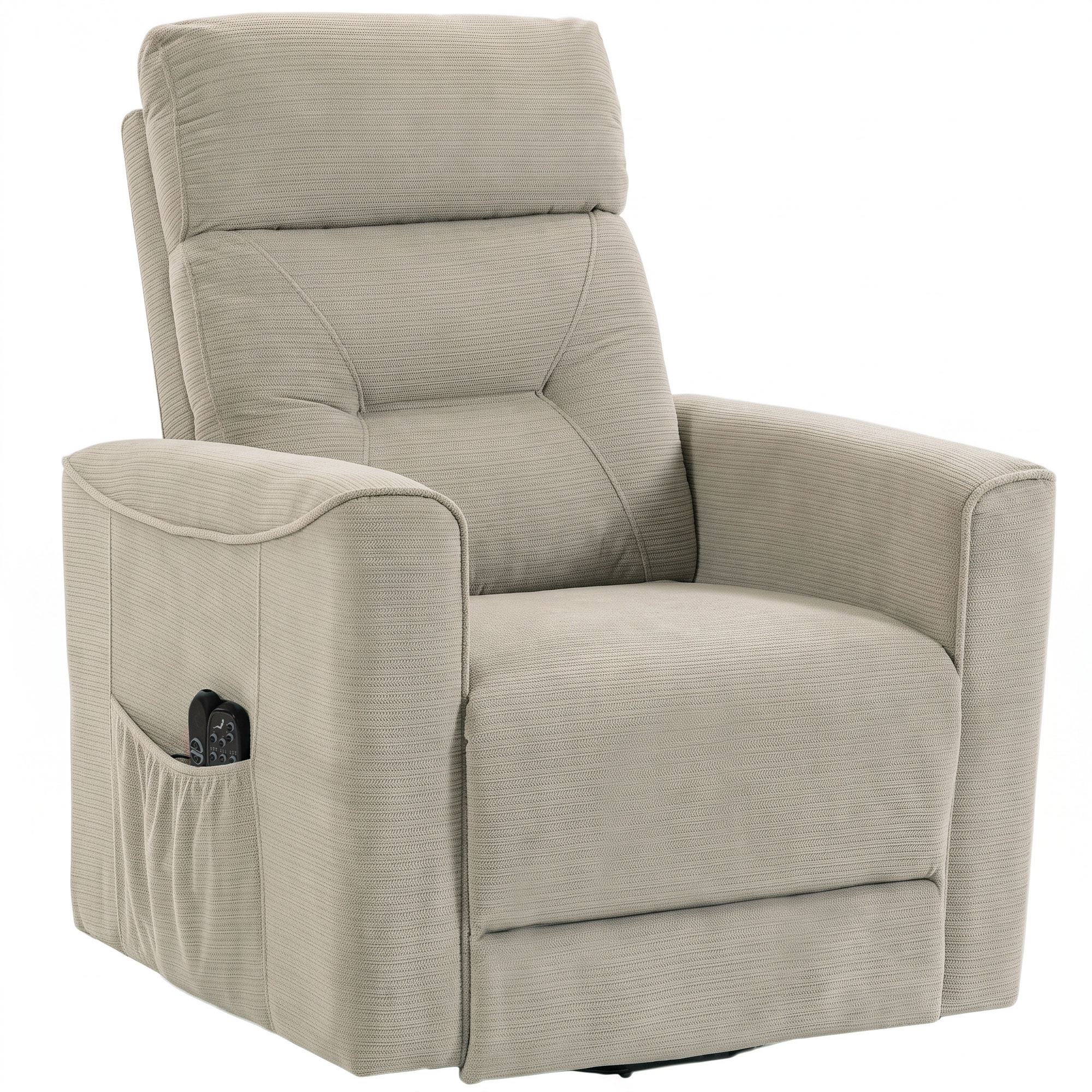 HOMCOM Relaxsessel Elektrisch Fernsehsessel mit Aufstehhilfe, Massage & Wärme, Gepolstert TV-Sessel mit Liegefunktion, USB, Fernbedienung, Seitentasche, Chenille-Optik Cremeweiß Aosom
