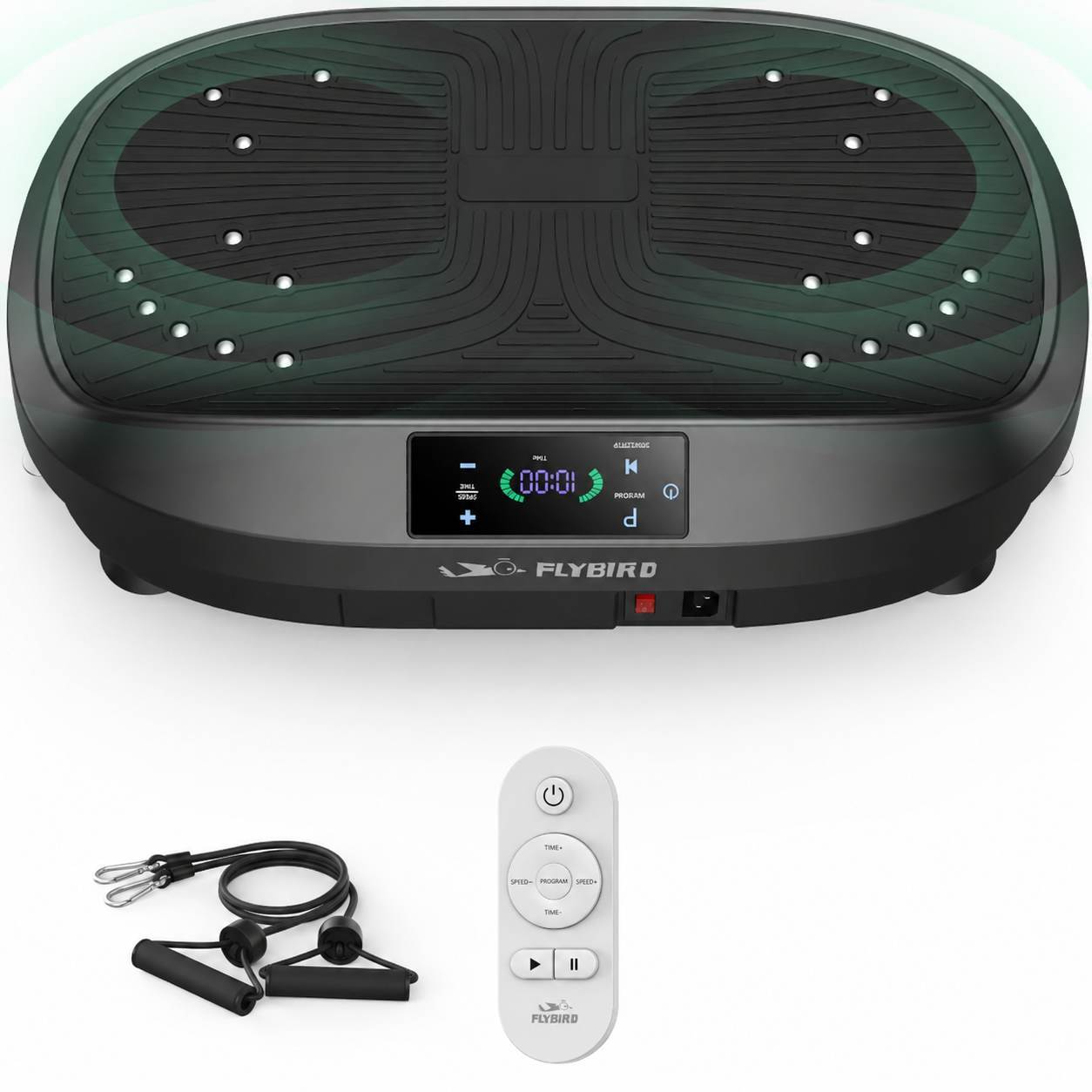FLYBIRD Vibrationsplatte, 120 Leistungsstarke einstellbare Geschwindigkeiten,150KG Tragkraft,Ganzkörper-Training mit Fernbedienung für Frauen Muskelaufbau & Lymphdrainage