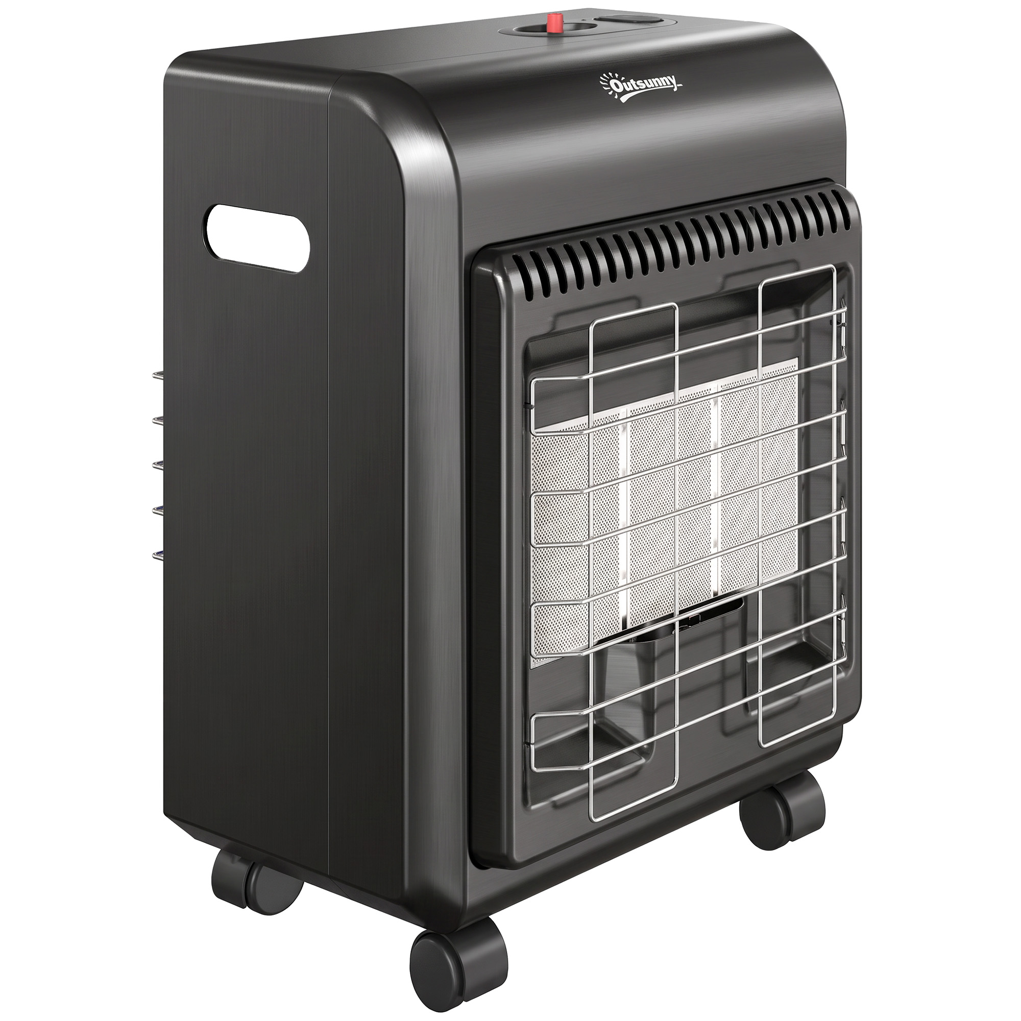 Outsunny Sobă pe Gaz Portabilă 4,2 kW, cu 3 Trepte de Căldură, Neagră | Aosom Romania