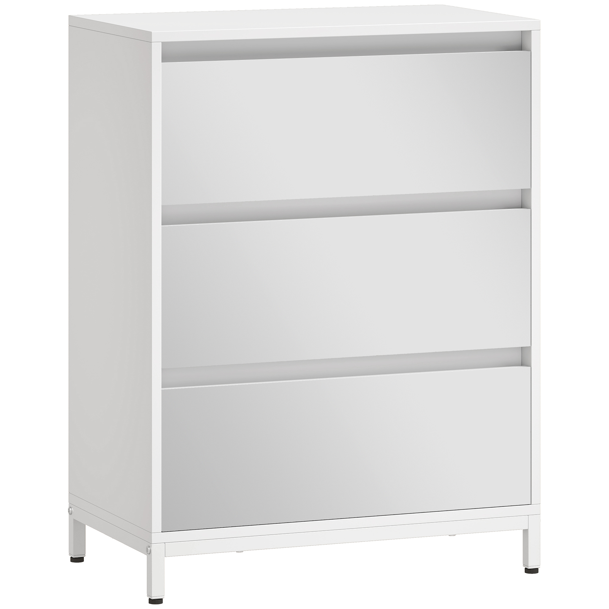 HOMCOM Comodă cu 3 Sertare și Fronturi Oglindă, Design Modern pentru Dormitor sau Hol, 60x35x80 cm, Albă | Aosom Romania